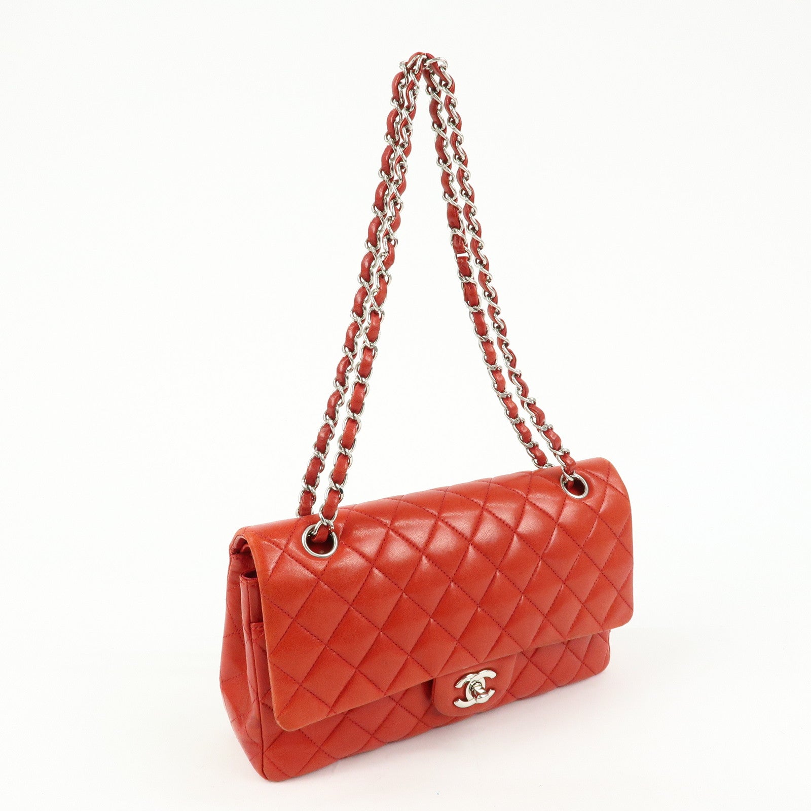 CHANEL COCO Mark Matelasse 25 Double Flap Chain Shoulder Bag A01112