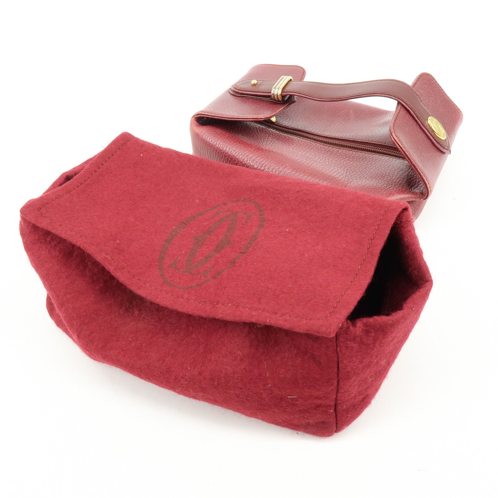 Cartier Must de Cartier Trinity Leather Hand Bag Tote Bag Bordeaux