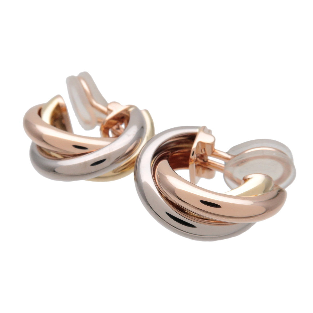 Cartier Trinity Earrings K18 750 White Gold Rose Gold Yellow Gold
