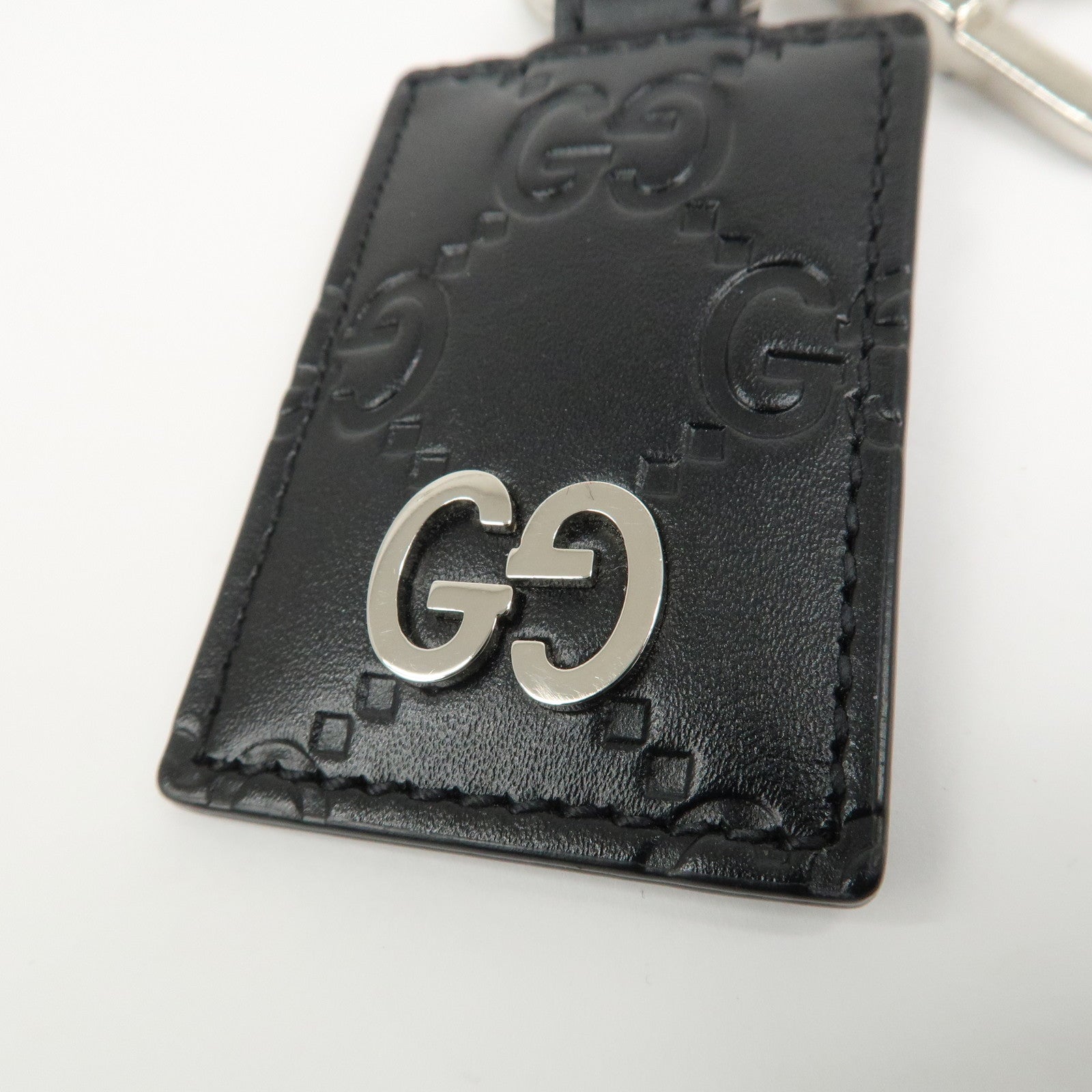GUCCI Guccissima Dorian Leather Bag Key charm Black 479136