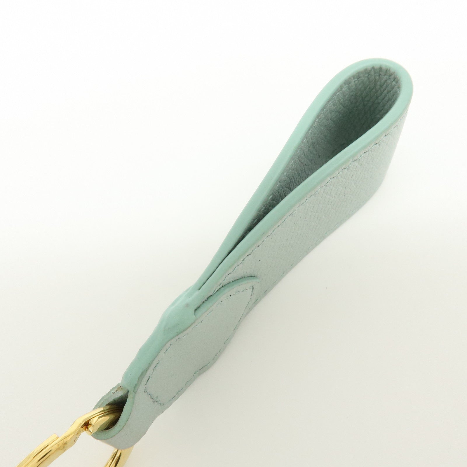 VALENTINO Leather V Logo Signature Key Ring Bag Charm Lime Green