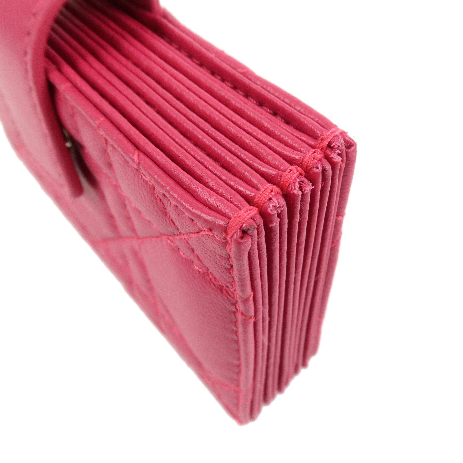 Christian Dior Cannage Leather Card Case Card Holder Pink