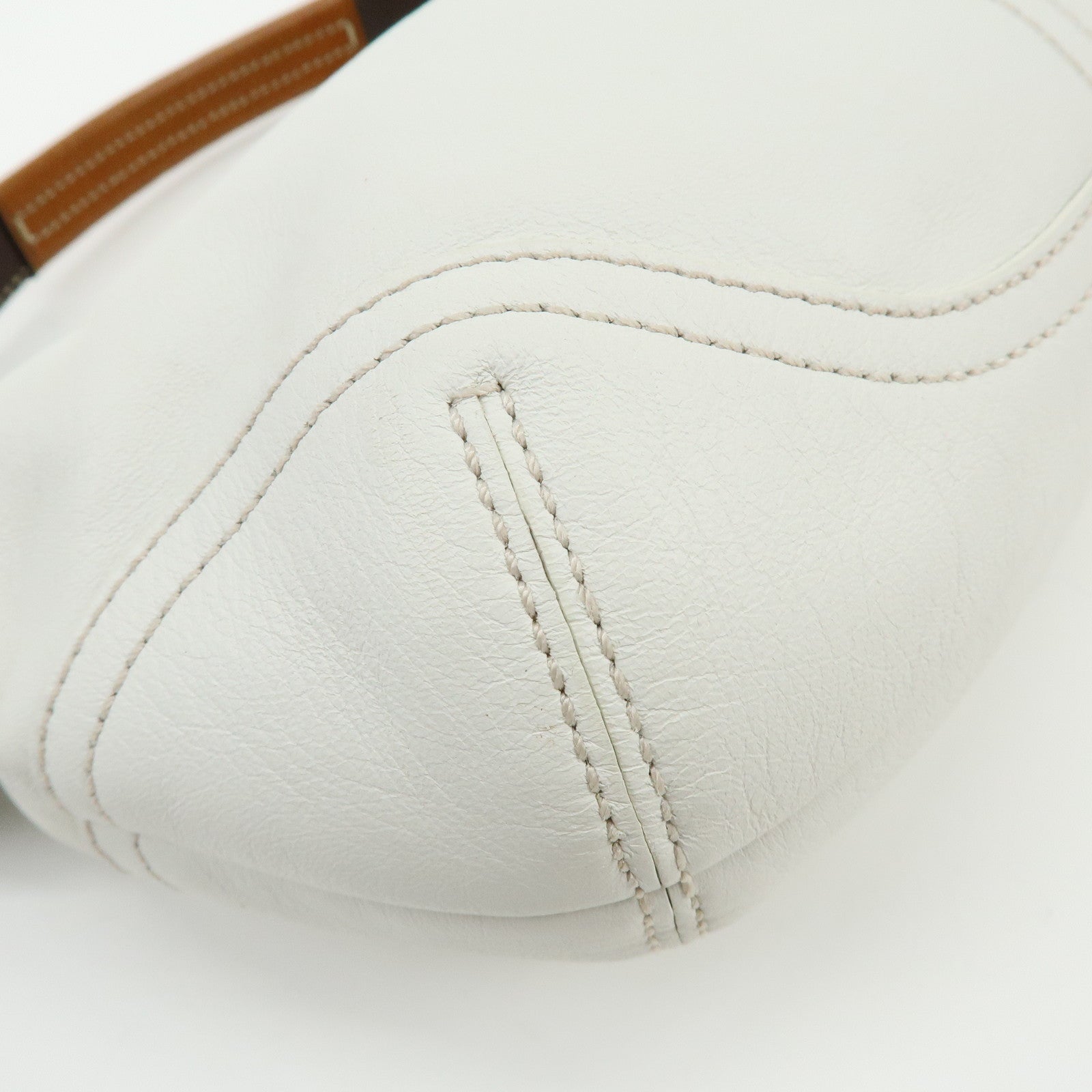 COACH Leather Shoulder Bag Hand Bag White Camel