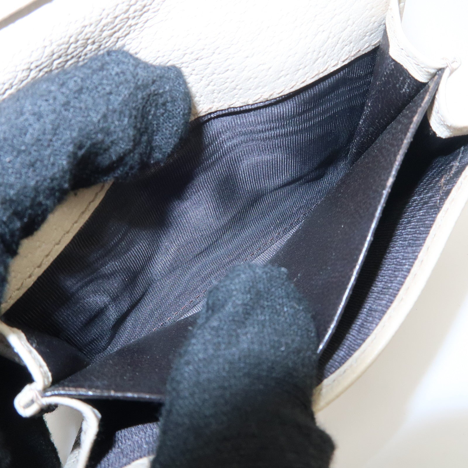 GUCCI Abbey GG Canvas Leather Card Case Ivory Beige 141417 Used