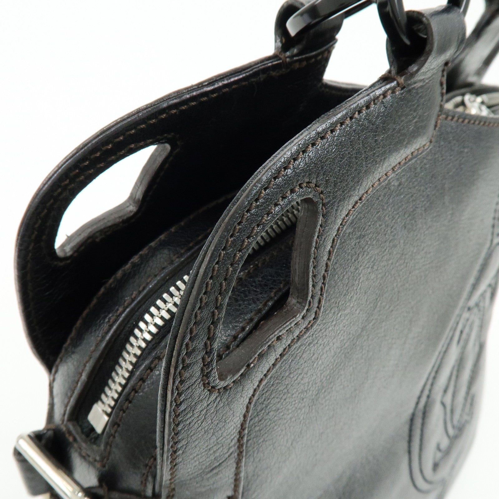 Cartier Marcello de Cartier Leather 2Way Shoulder Hand Bag Black