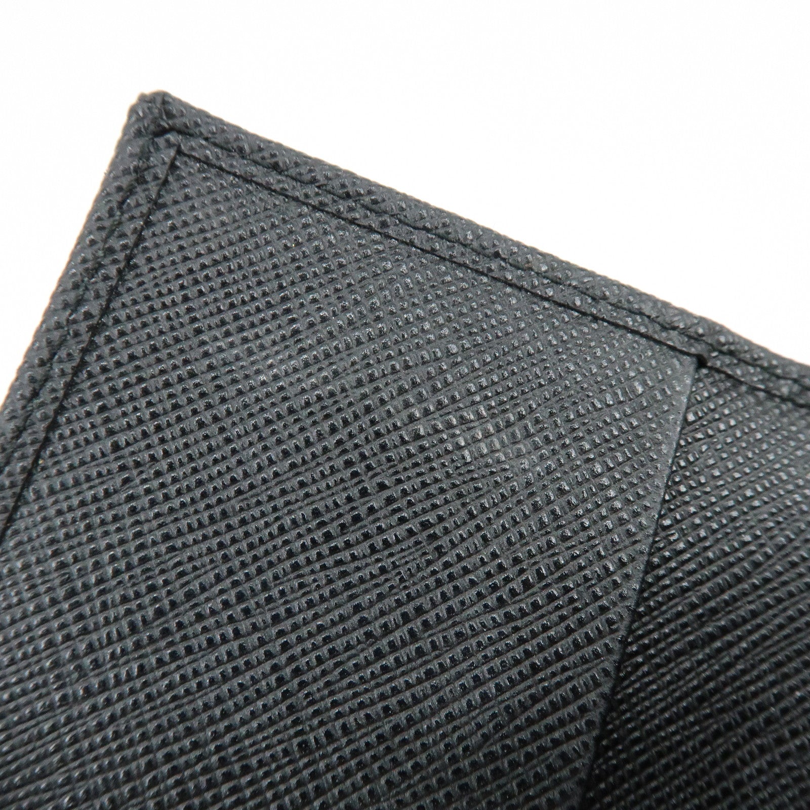 PRADA Triangle Logo Saffiano Leather Key Case Key Ring Black 1PG004