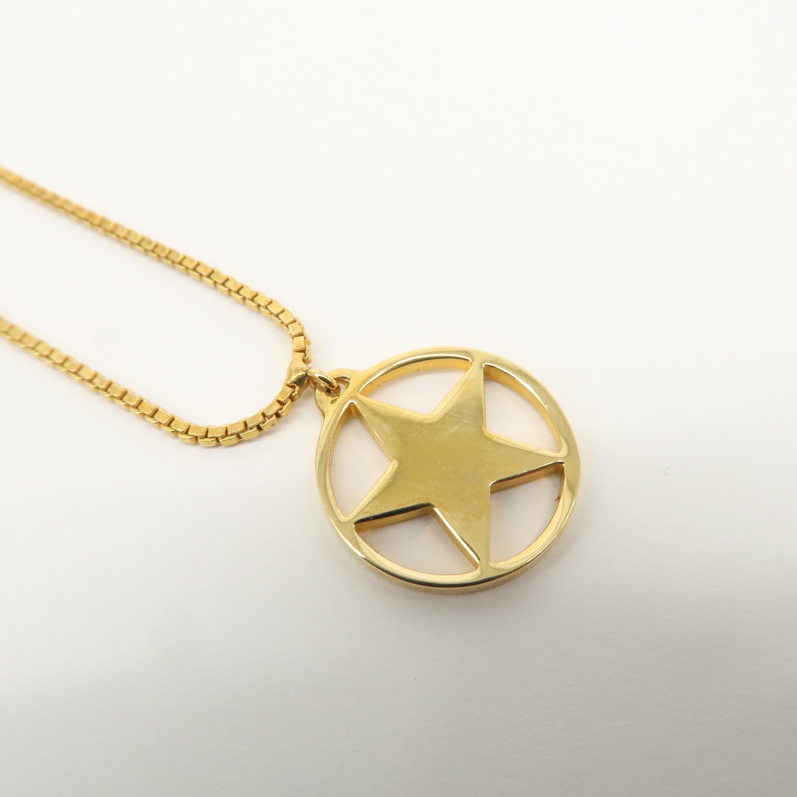 Christian Dior Logo Star Metal Necklace Gold