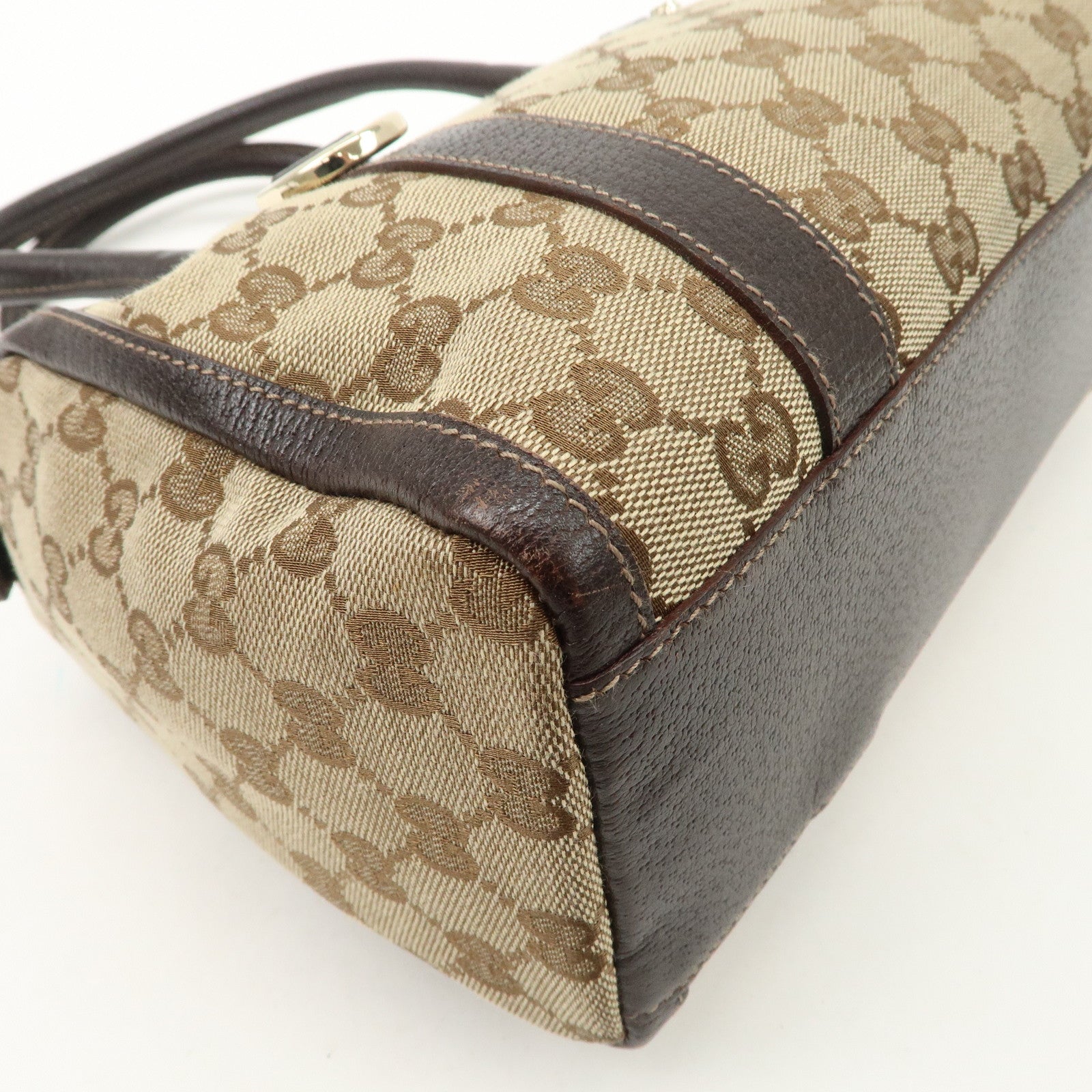 GUCCI Abbey GG Canvas Leather Mini Boston Bag Beige Brown 130942 Used