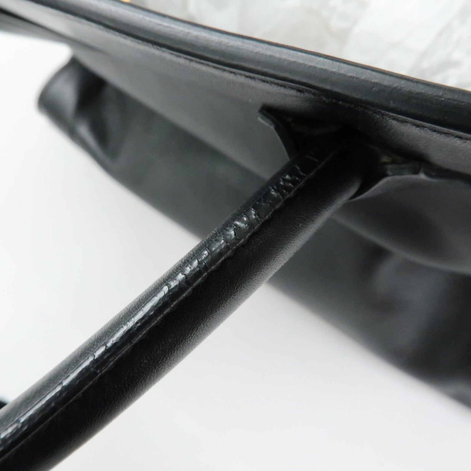 PRADA Triangle Logo Leather 2Way Tote Bag Hand Bag Black BN2626