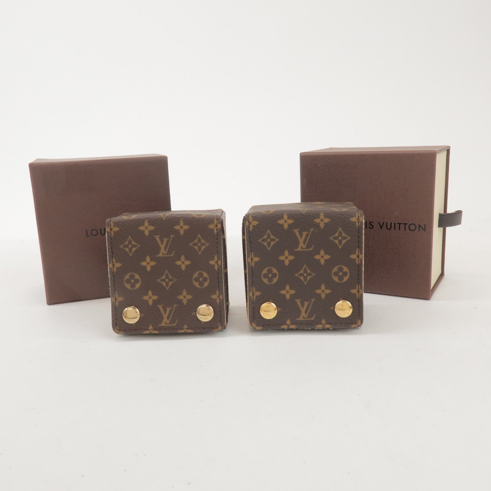 Louis Vuitton Monogram Set of 2 Ring Case Jewelry Case Brown