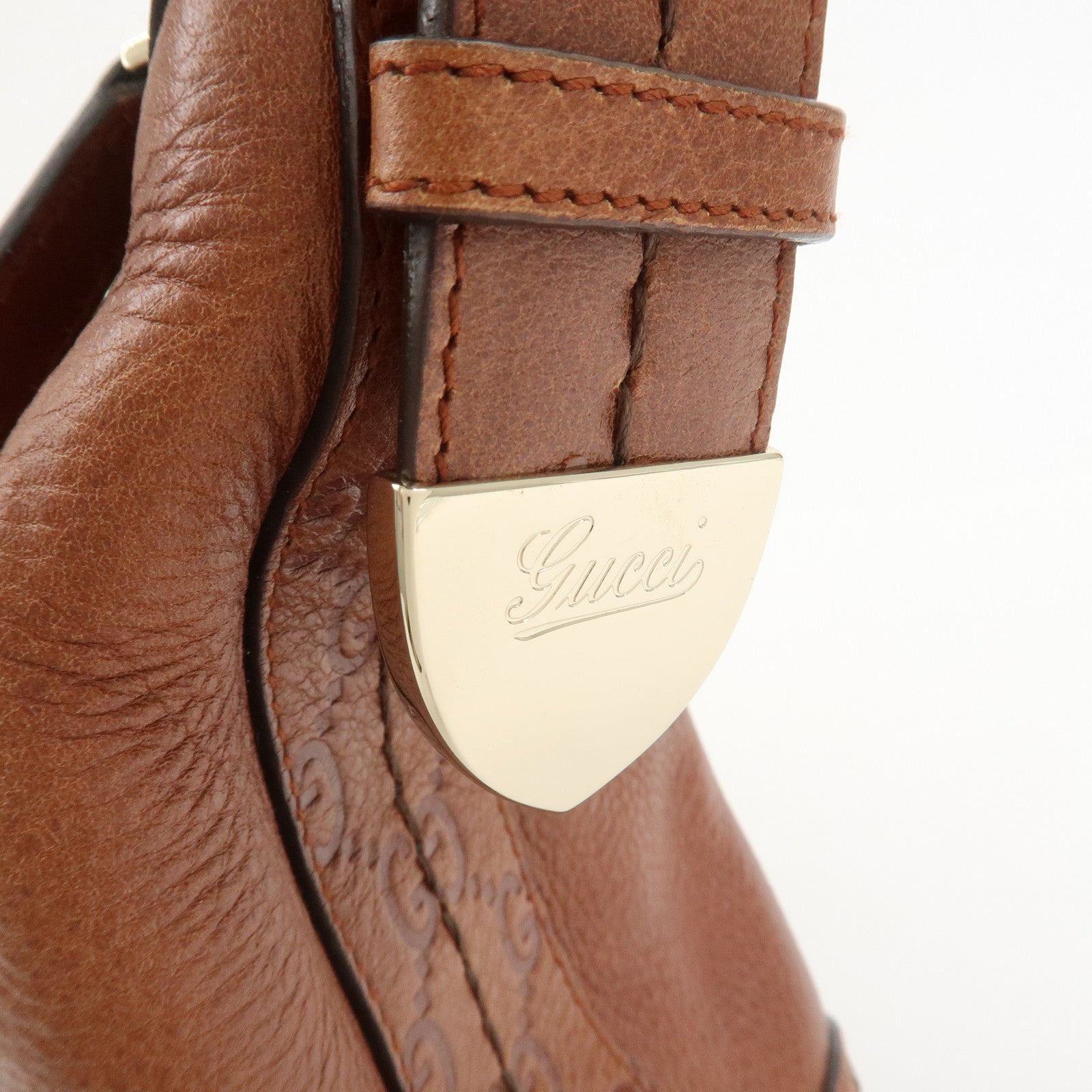 GUCCI Guccissima Leather Shoulder Bag Hand Bag Brown 181515