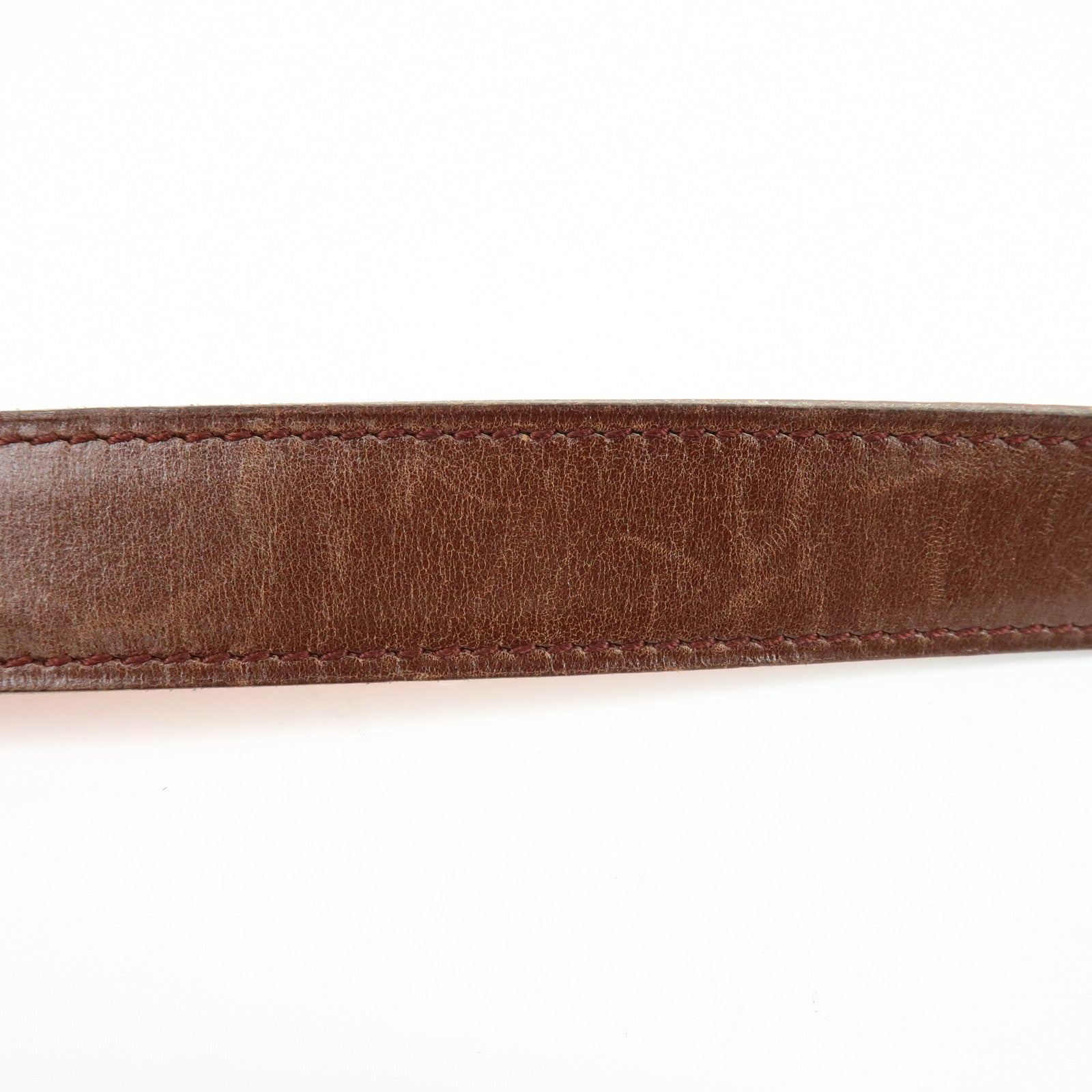 HERMES Leather H Buckle □B Stamped Reversible Constance Belt Brown