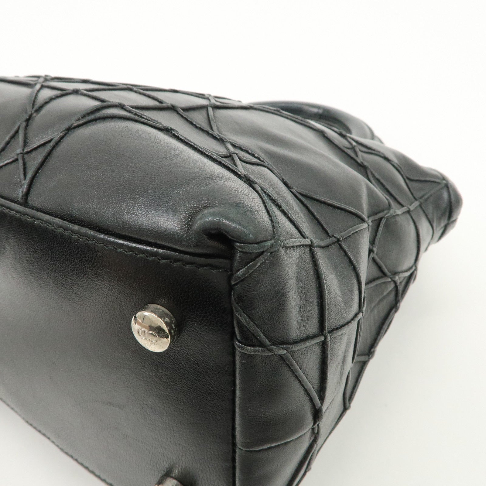 Christian Dior Cannage Granville Leather 2Way Bag Hand Bag Black