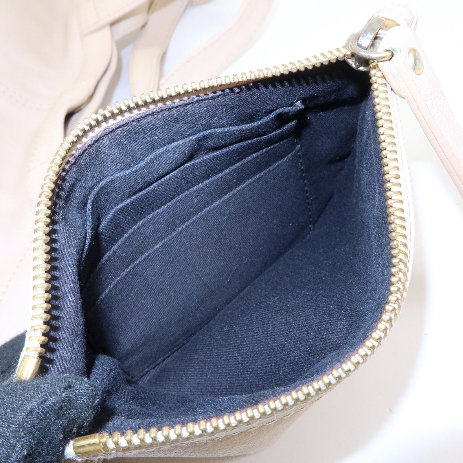 Chloe See by Chole Leather Tote Bag Hand Bag Pouch Beige