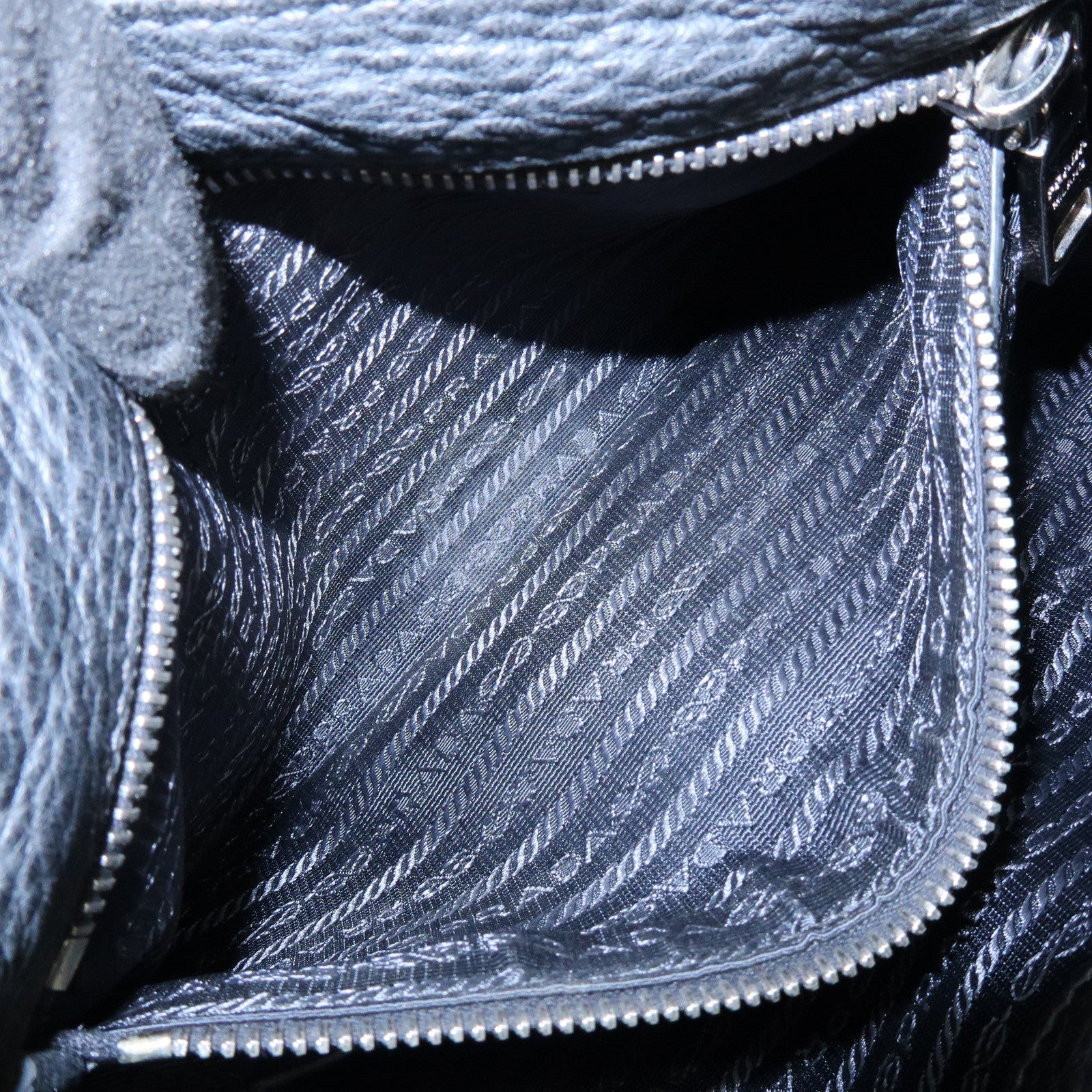 PRADA Triangle Logo Vitello Daino Leather Shoulder Bag Black 1BH997