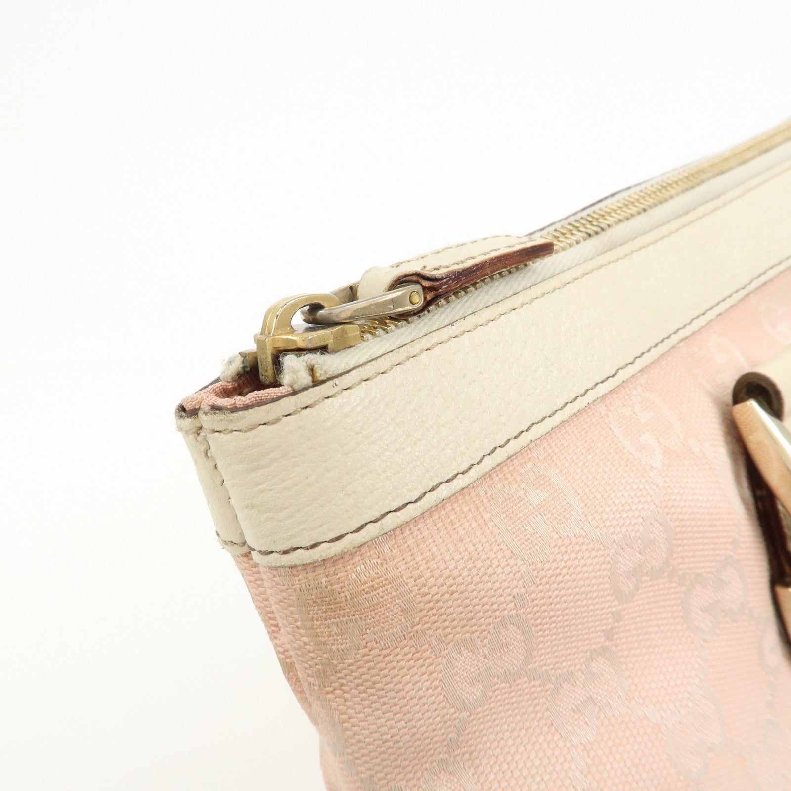 GUCCI Abbey GG Canvas Leather Tote Bag Shoulder Bag Pink 141470