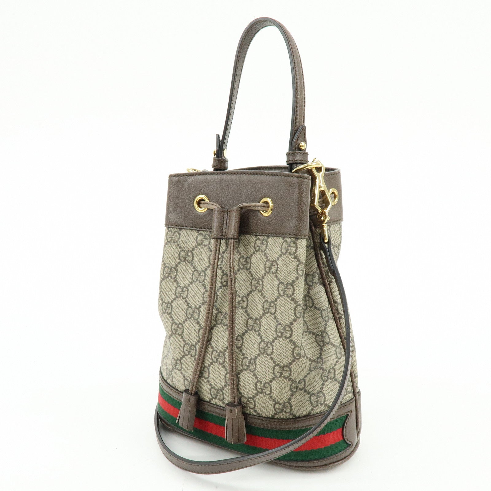 GUCCI Ophidia Sherry GG Supreme Leather 2Way Bucket Bag 550621