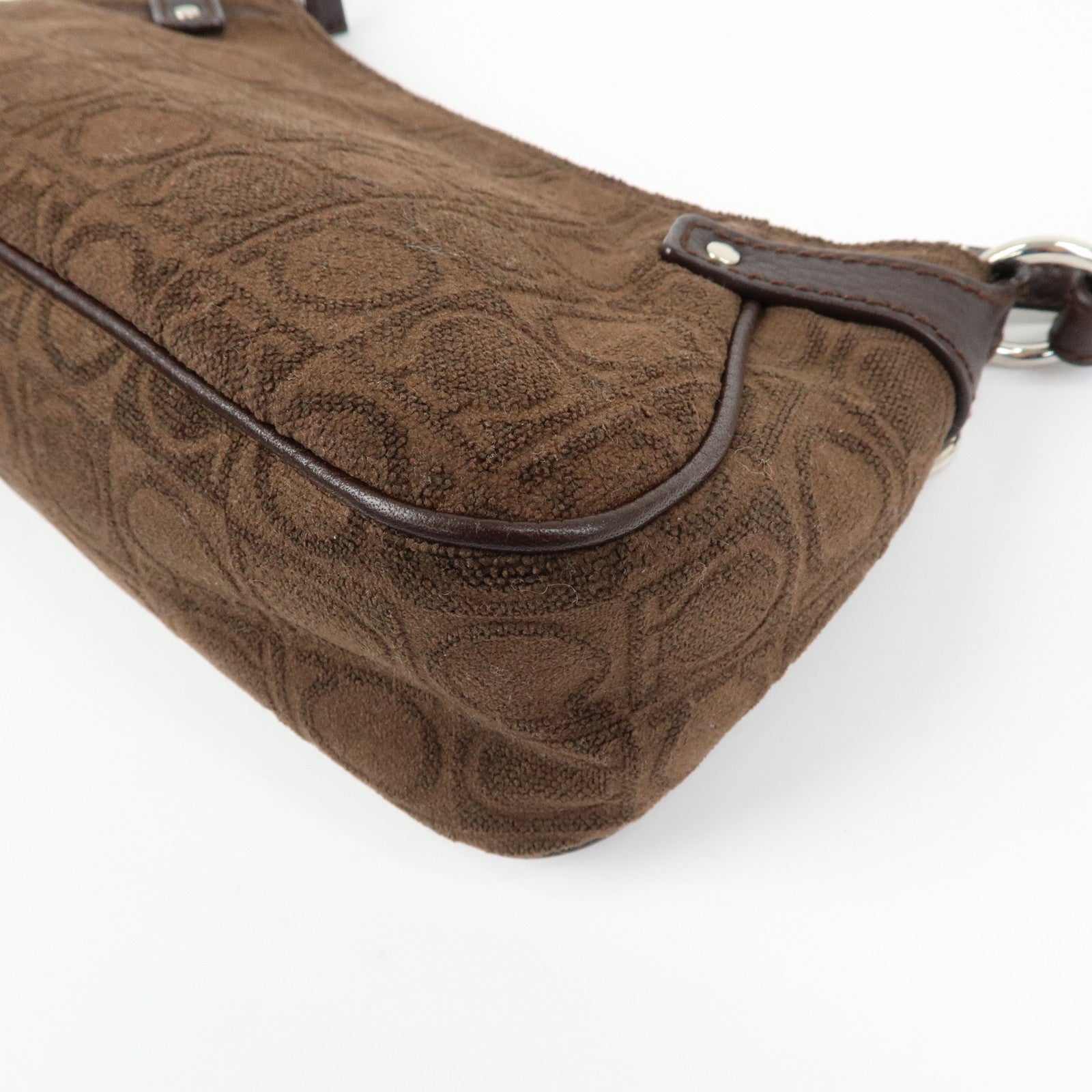 Ferragamo Ganchini Pile Leather Shoulder Bag Hand Bag Brown