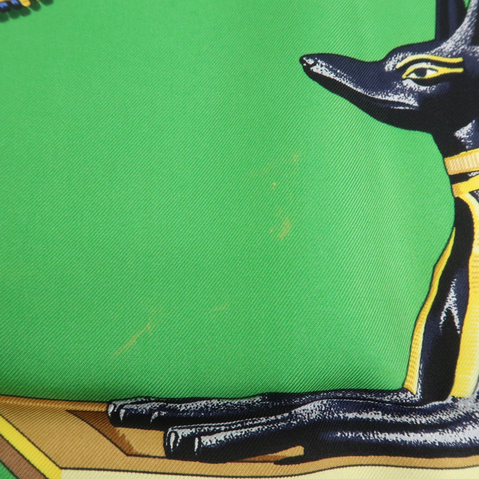 HERMES Carre 90 Silk 100% Scarf TUTANKHAMUN Green Gold