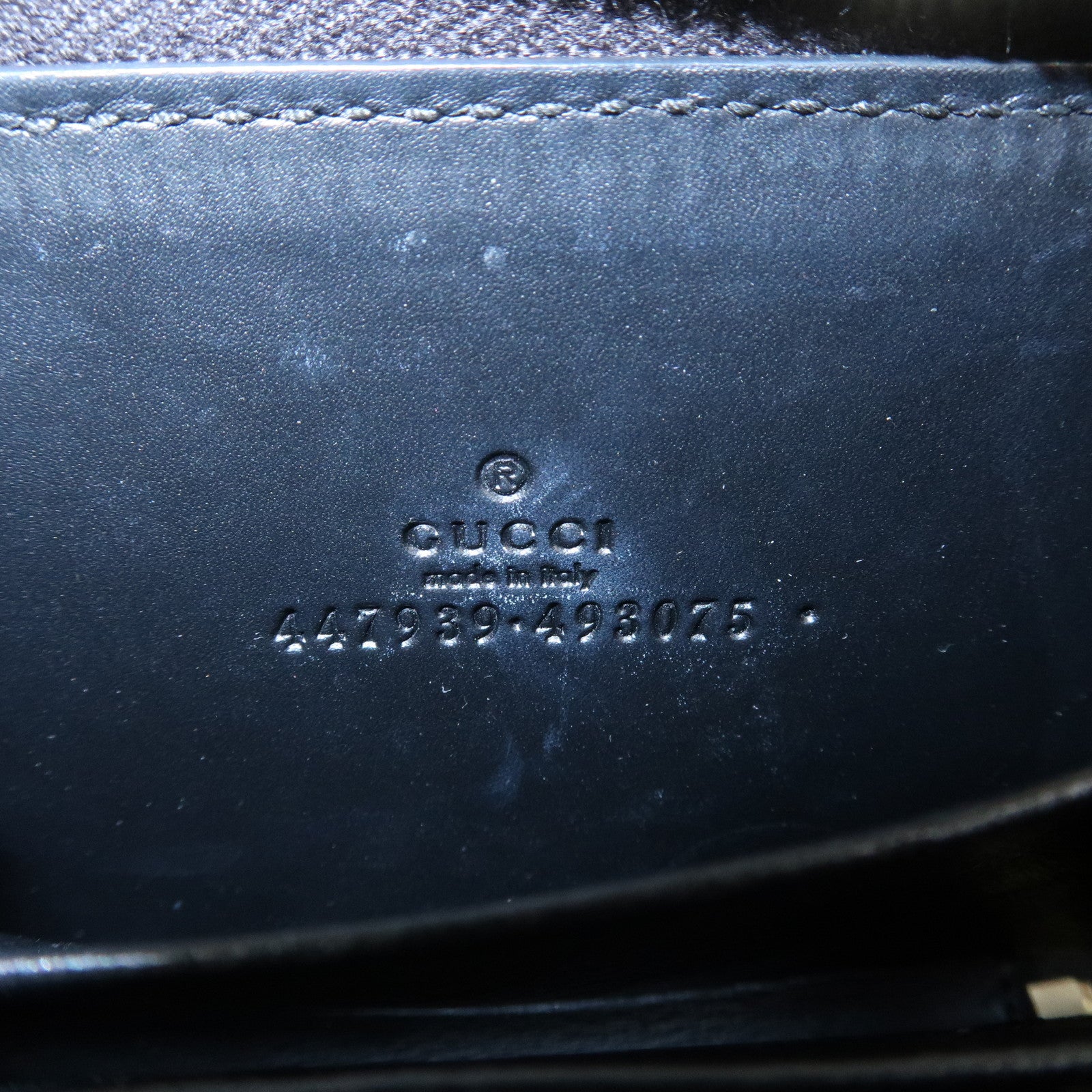 GUCCI Guccissima Leather Card Case Card Holder Black 447939 Used