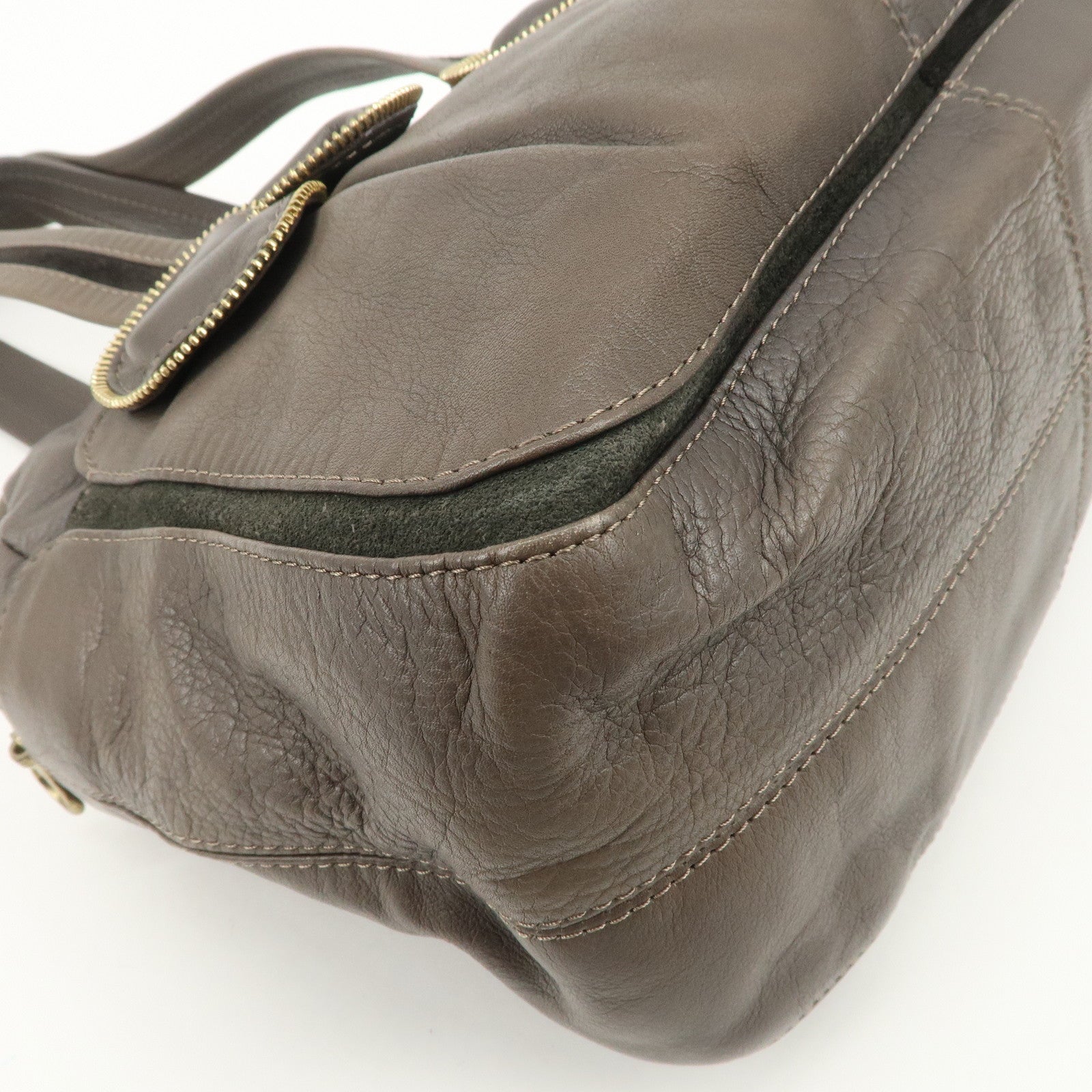 Chloe See by Chloe Leather Shoulder Bag Hand Bag Ribbon Brown