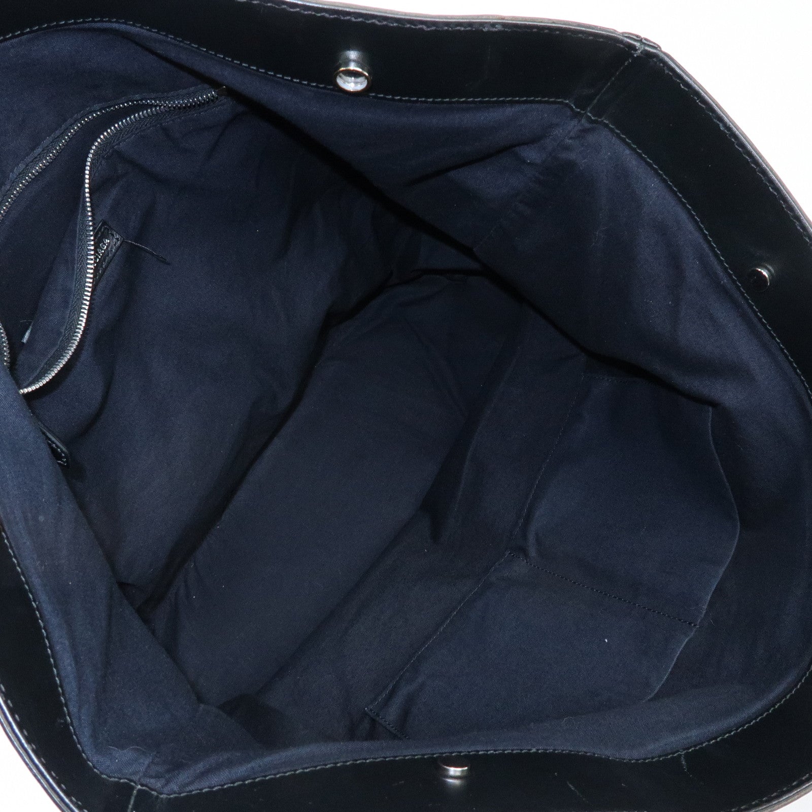 BALENCIAGA Navy Tote Canvas Leather Tote Bag Hand Bag Black 374767