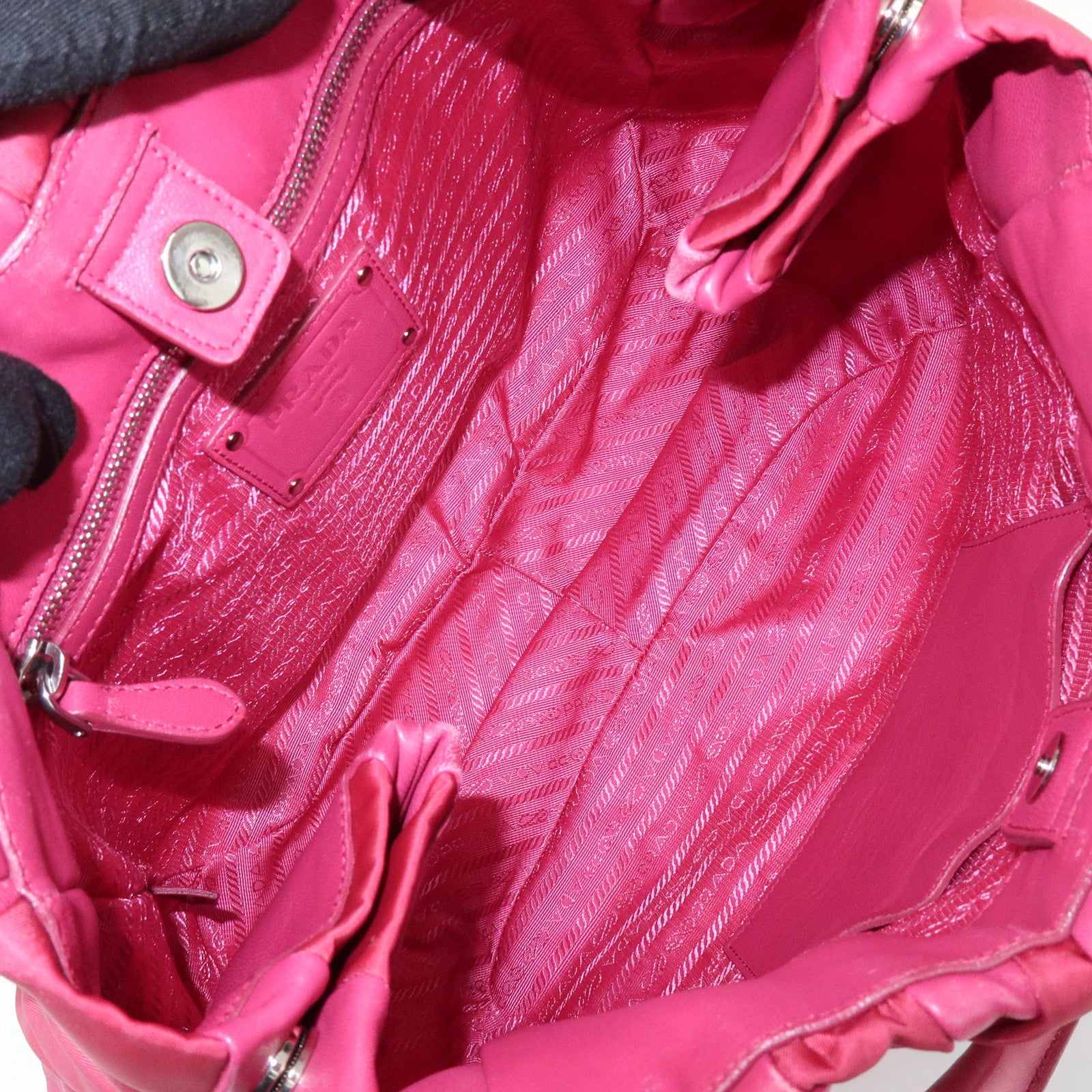 PRADA Nappa Leather Nylon Hand Bag Shoulder Bag Pink BR3994