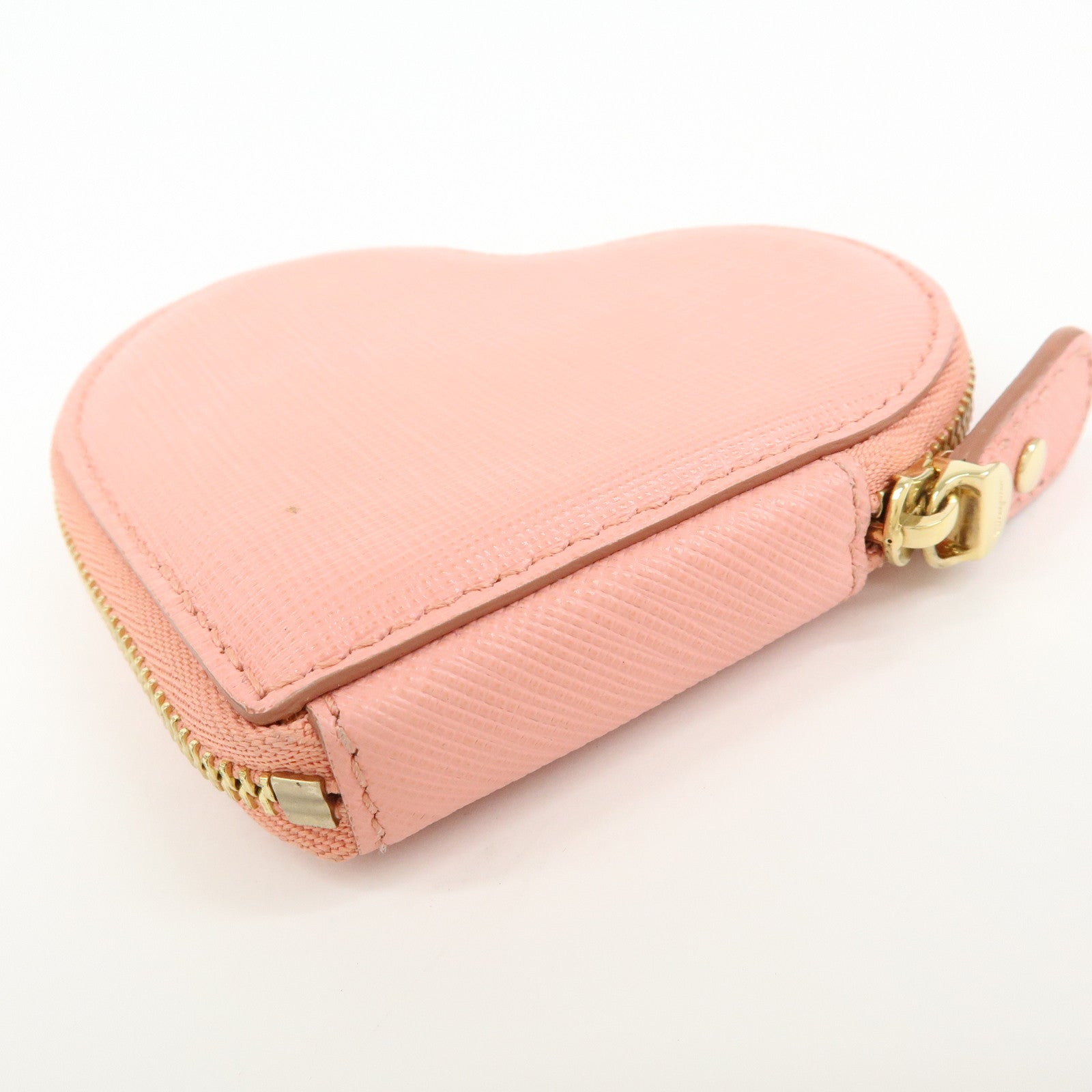 Ferragamo Gancini Leather Heart Motif Coin Case Pink