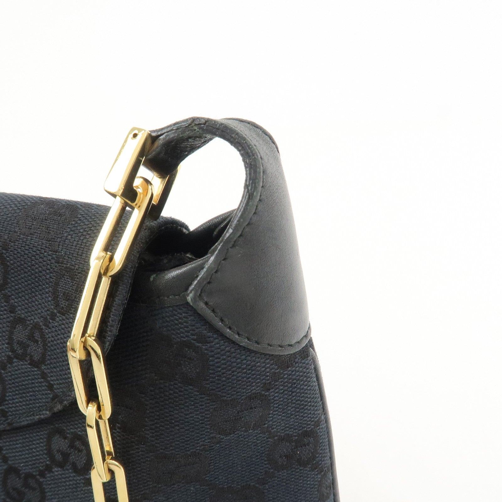 GUCCI Tiger Head GG Canvas Leather Chain Shoulder Bag 001.4113