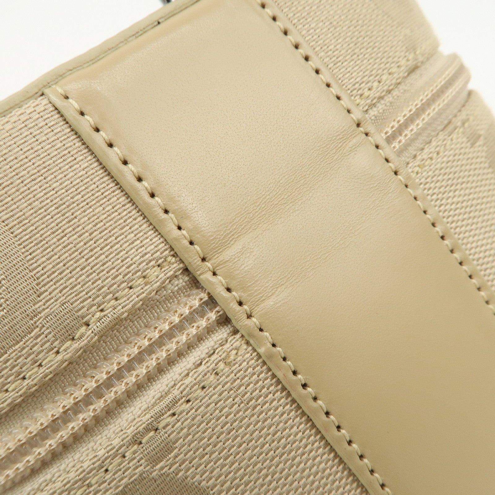 GUCCI GG Canvas Leather Vanity Bag Hand Bag Light Beige 039.1052
