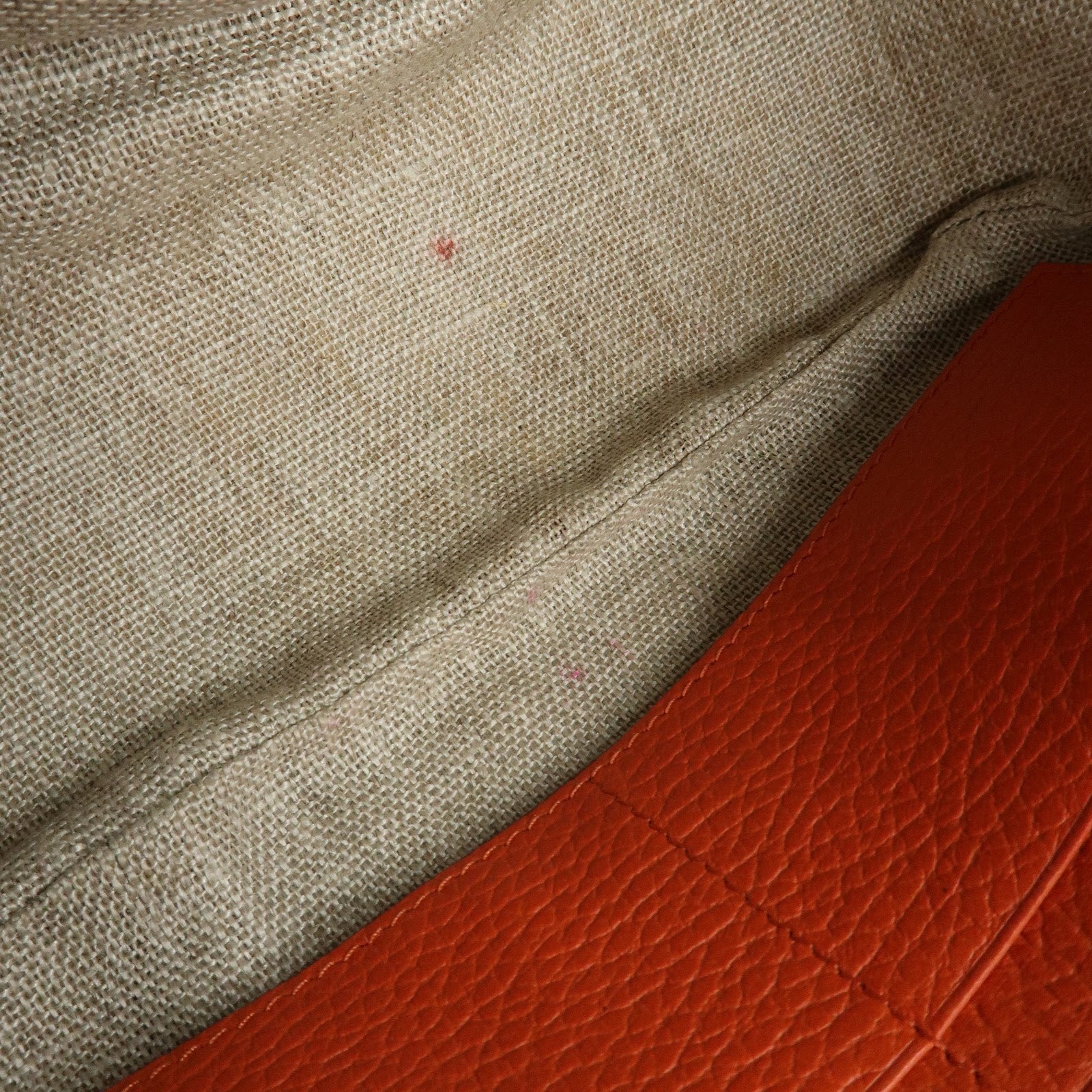 GUCCI GG Canvas Leather Shoulder Bag Beige Orange 449413