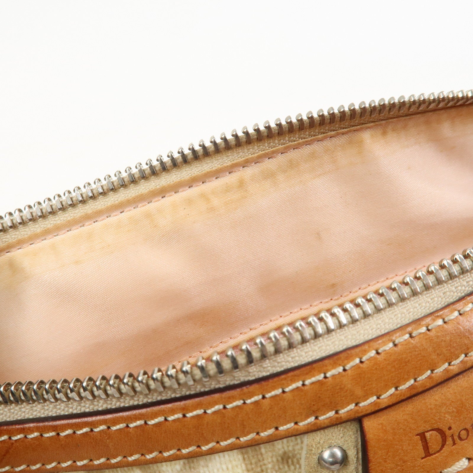 Christian Dior Romantic Trotter PVC Leather Hand Bag Beige
