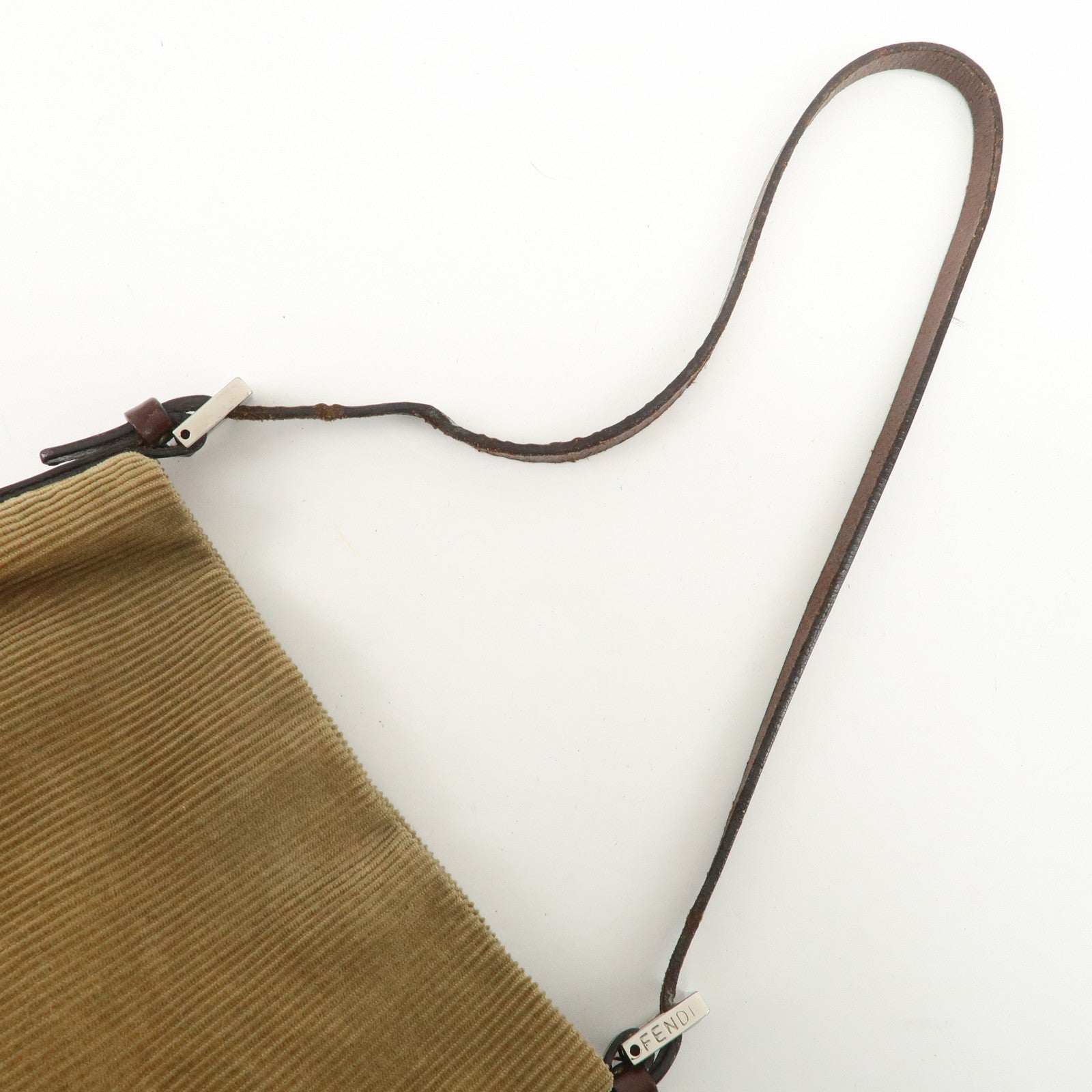 FENDI Corduroy Leather Shoulder Bag Hand Bag Brown 26778
