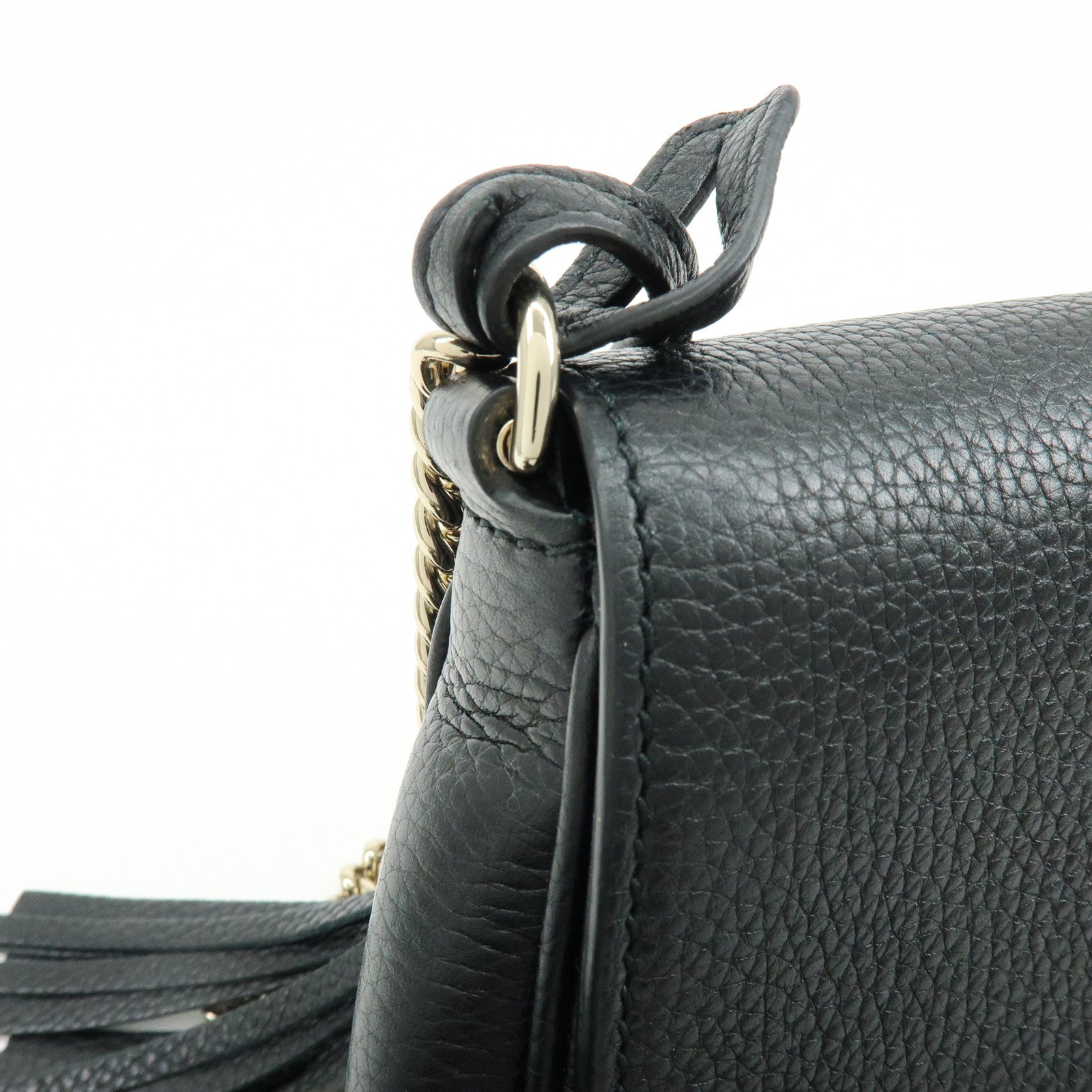 GUCCI SOHO Calf Leather Chain Shoulder Crossbody Bag Black 536224