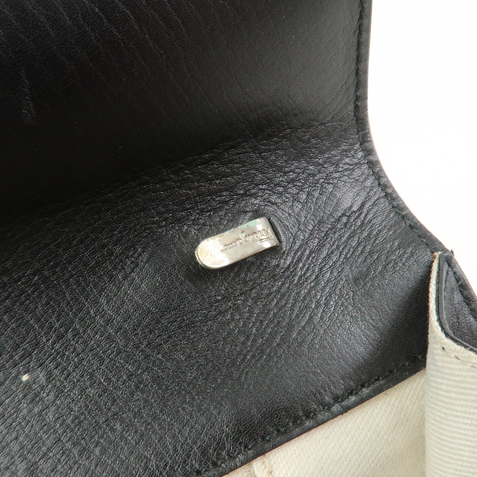 Ferragamo Gancini Leather 2Way Bag Hand Bag Shoulder Bag Black