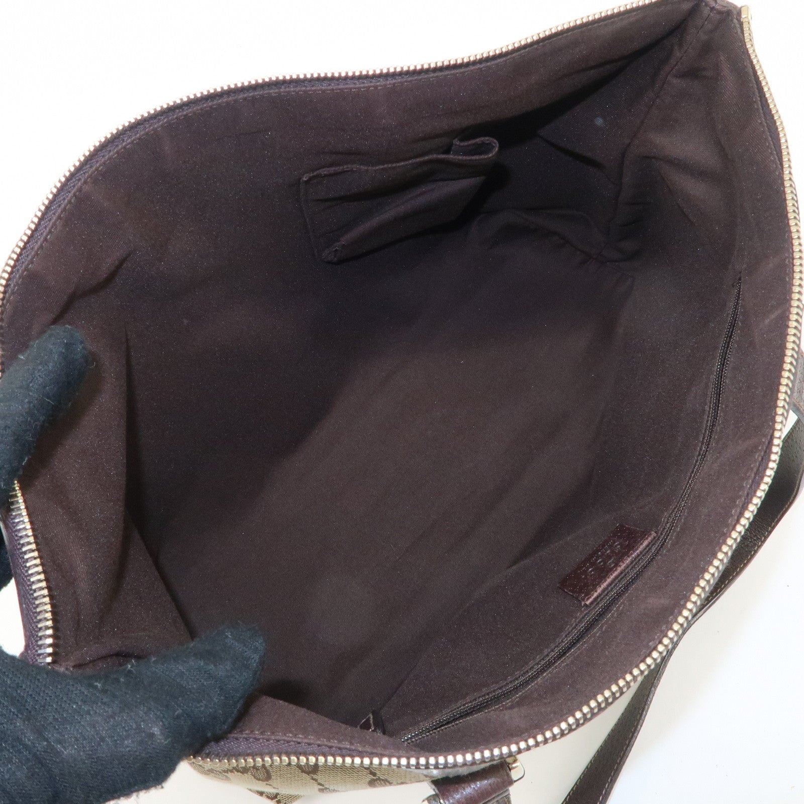 GUCCI Abbey GG Canvas Leather Shoulder Hand Bag Beige Brown 141470 Used