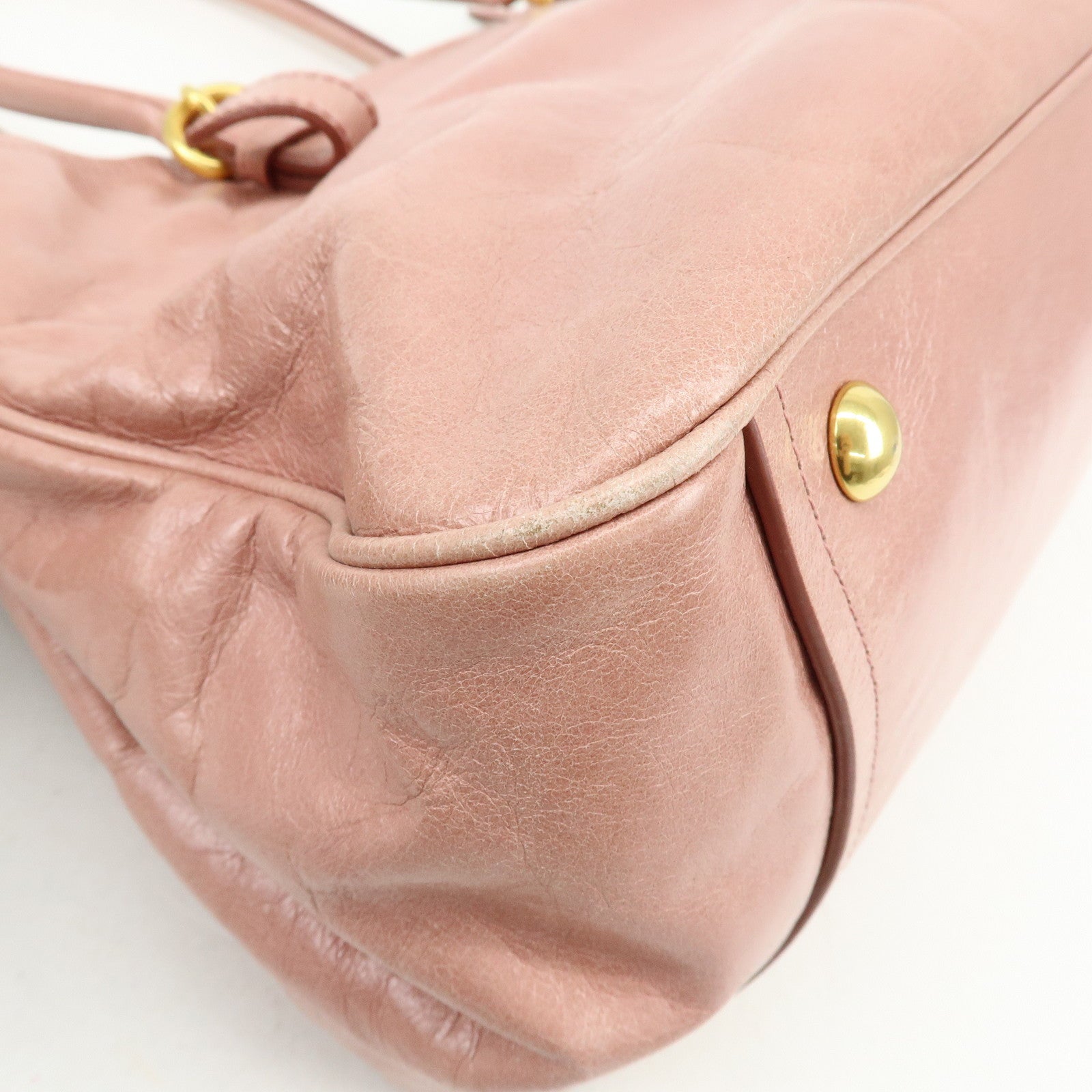 MIU MIU Leather Ribbon 2Way Bag Hand Bag Shoulder Bag Pink