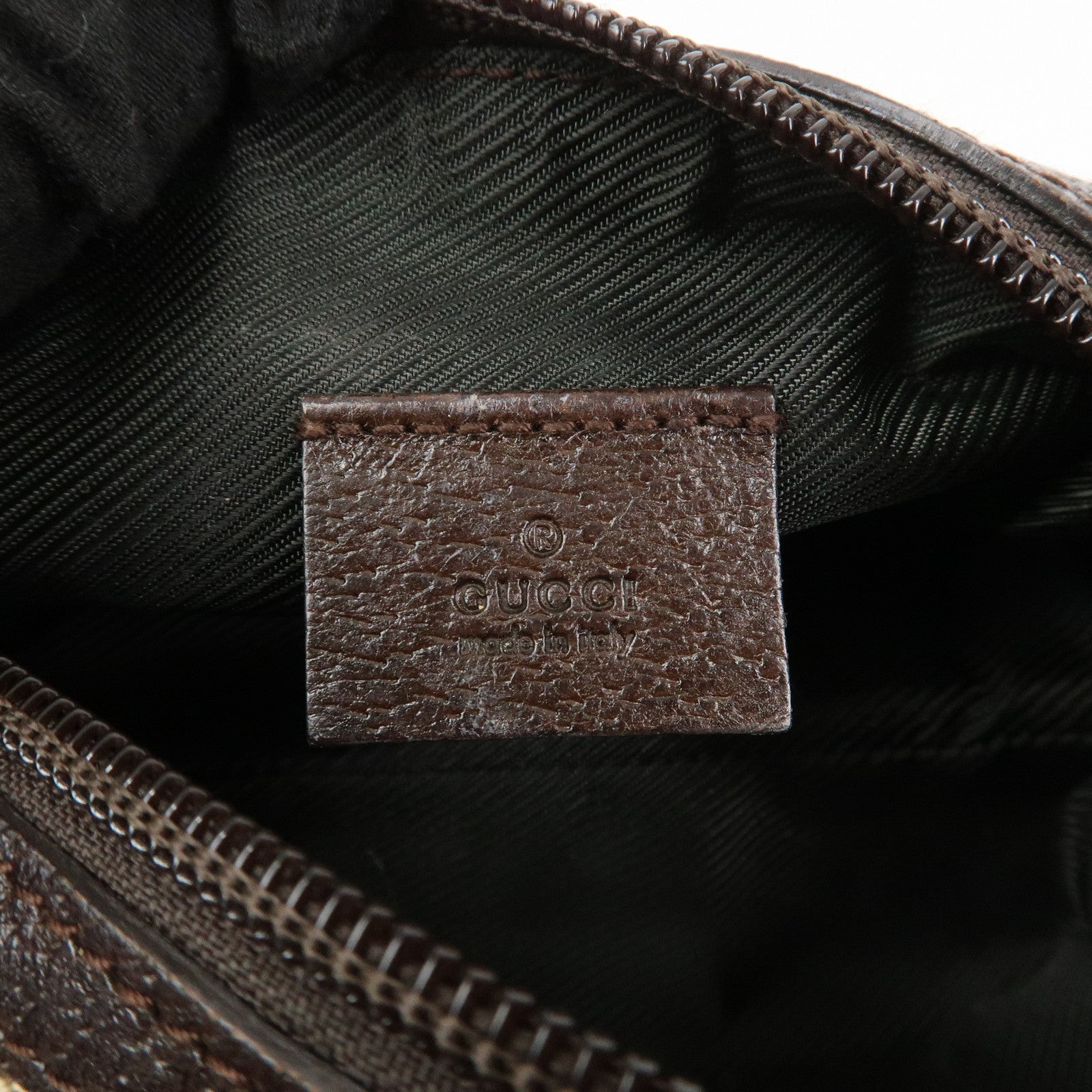 GUCCI GG Canvas Leather Pouch Cosmetic Pouch Brown 29596