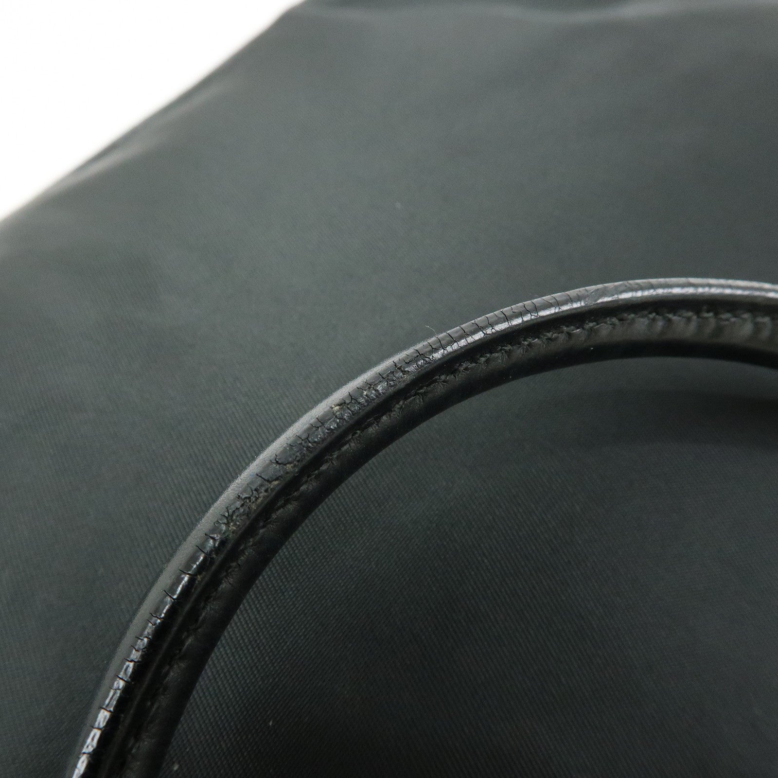 PRADA Triangle Logo Nylon Leather Hand Bag Tote Shoulder Bag Black