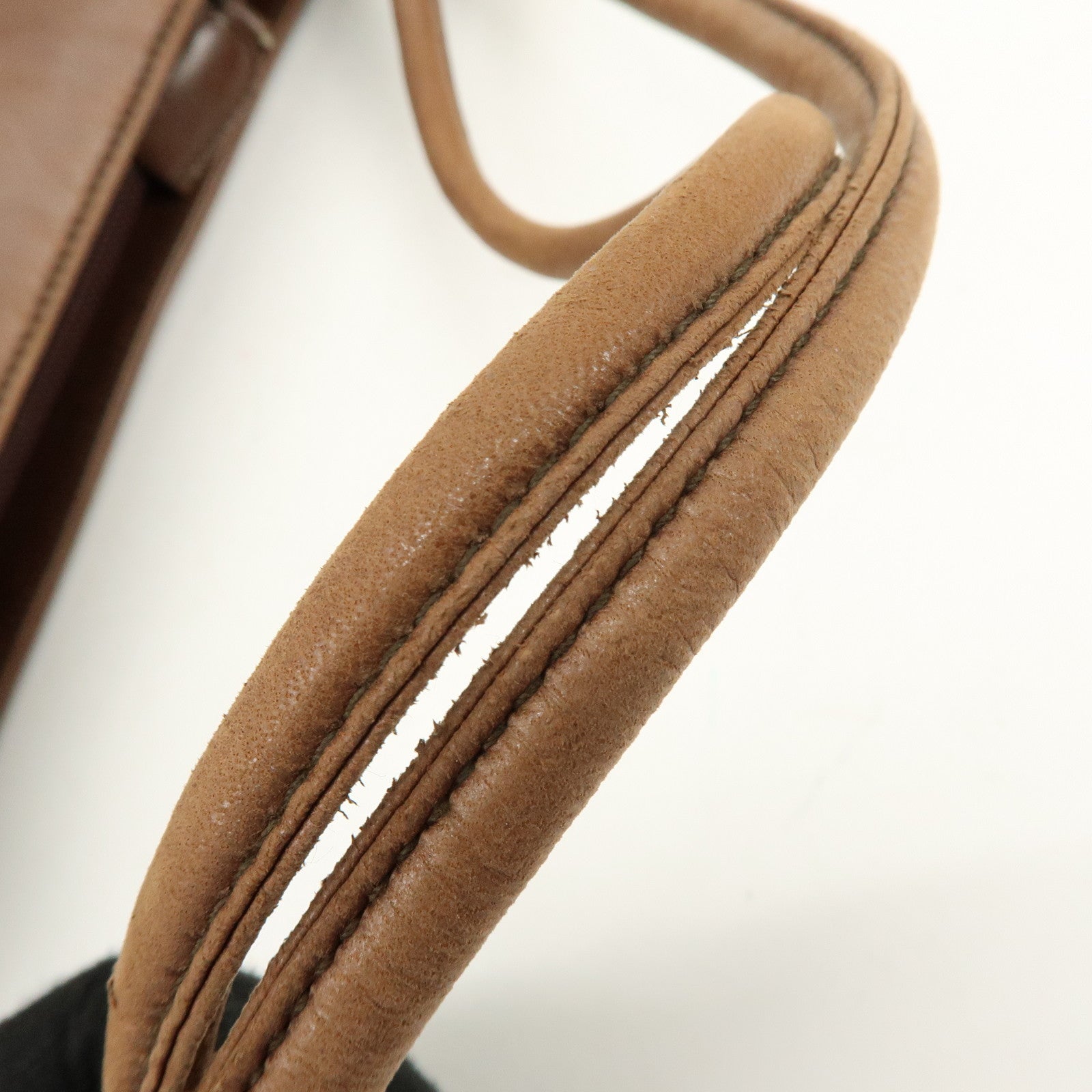 PRADA Triangle Logo Leather Shoulder Bag Crossbody Bag Brown