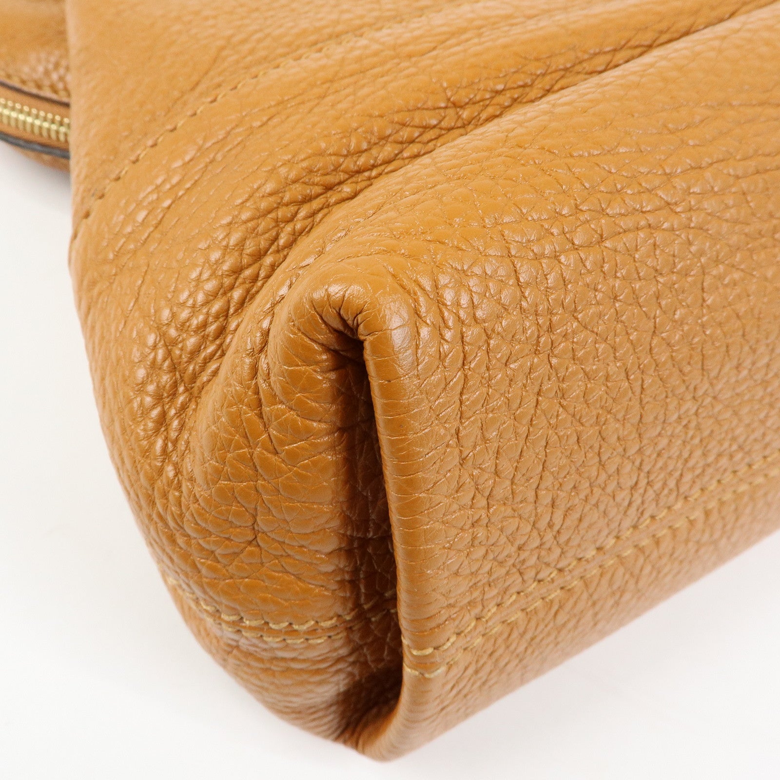 FENDI Chameleon Selleria Leather Tote Bag Shoulder Bag Brown 8BN232