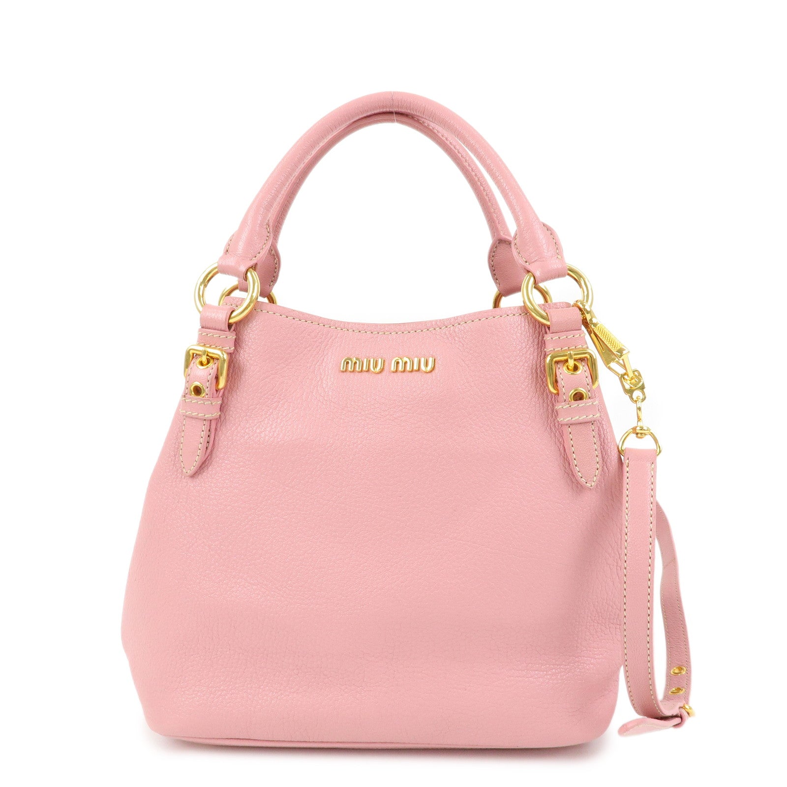 MIU MIU Madras Leather 2Way Shoulder Bag Hand Bag Pink RN0886