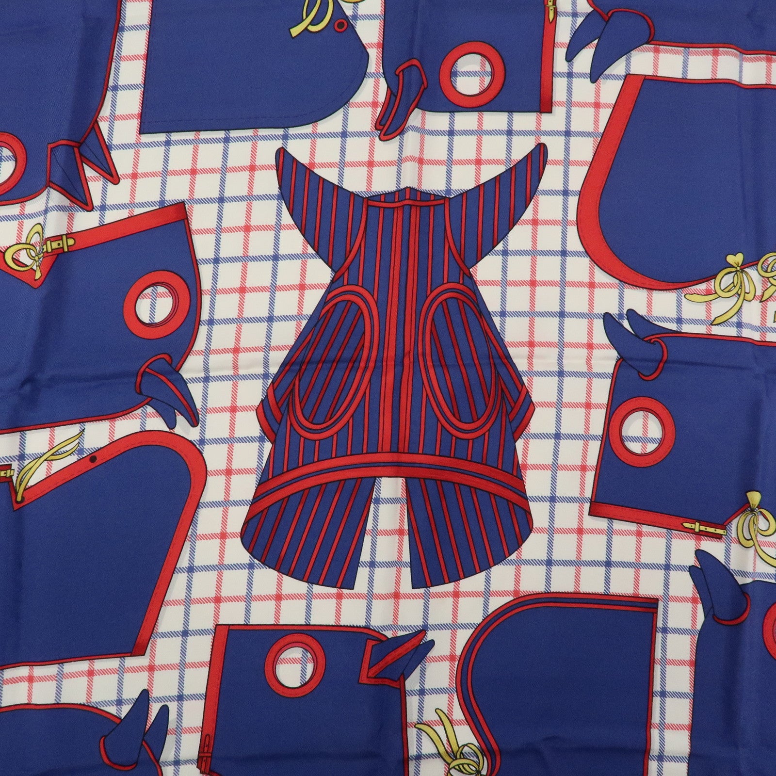 HERMES Carre 90 Set of 2 Silk 100% Scarf Navy Green