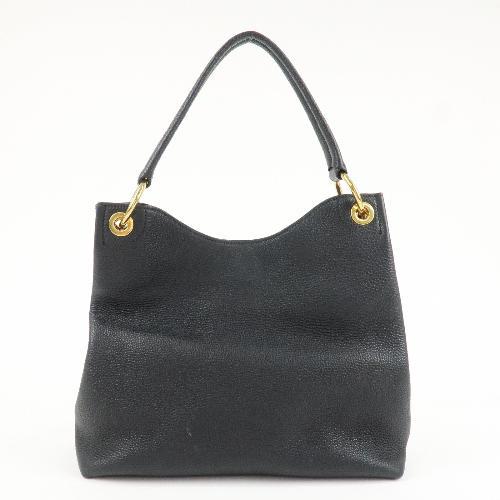 PRADA VITTELLO PHOENIX Triangle Logo Leather Shoulder Bag Black 1BC051 Used