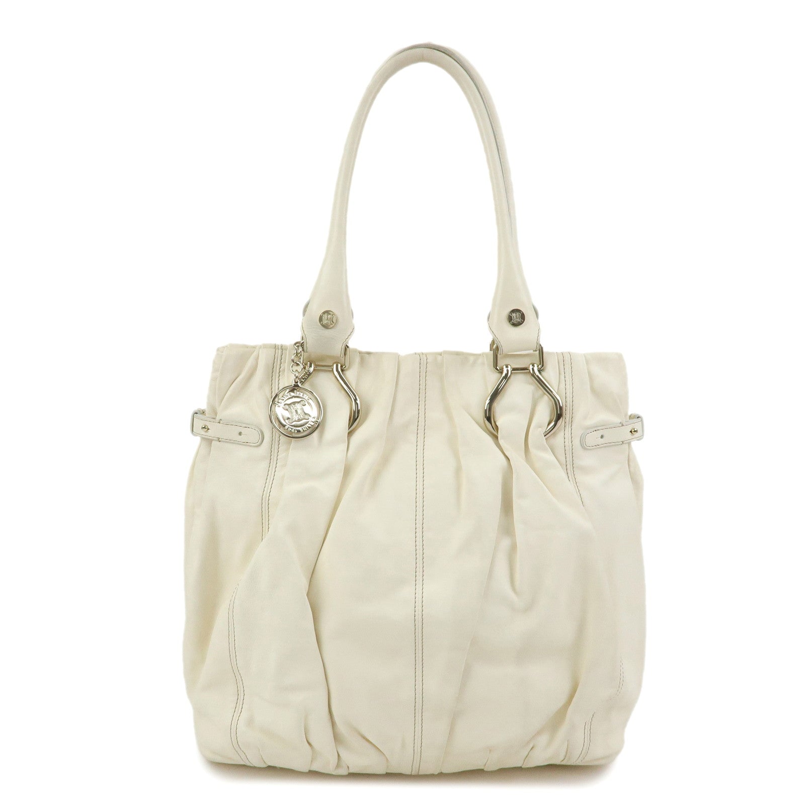 CELINE Leather Pillow Bag Tote Bag Shoulder Bag White