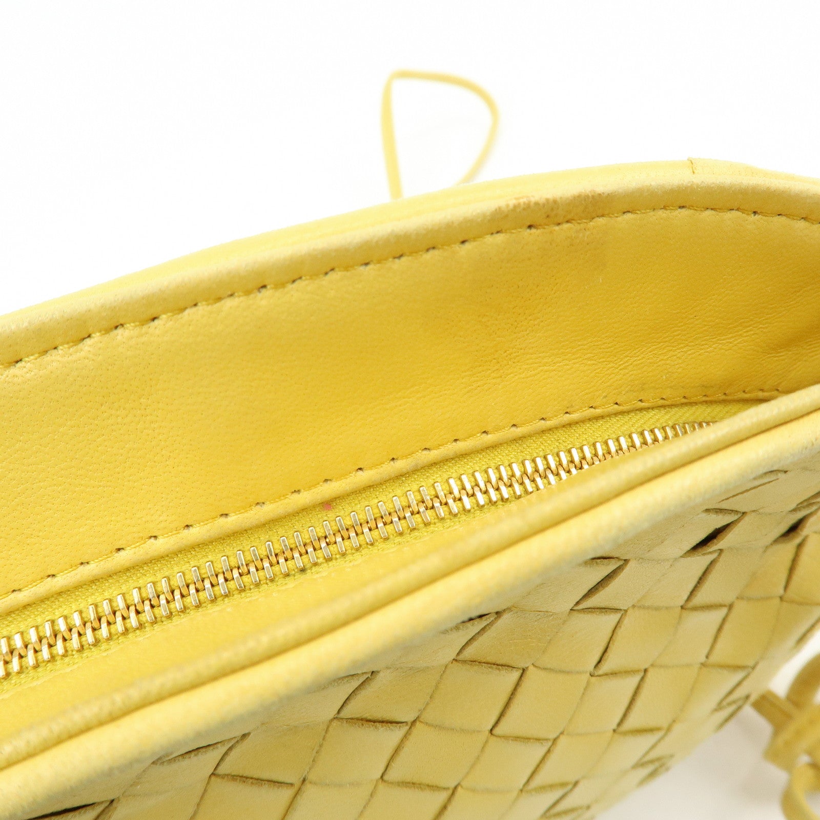BOTTEGA VENETA Intrecciato Leather Shoulder Crossbody Bag Yellow