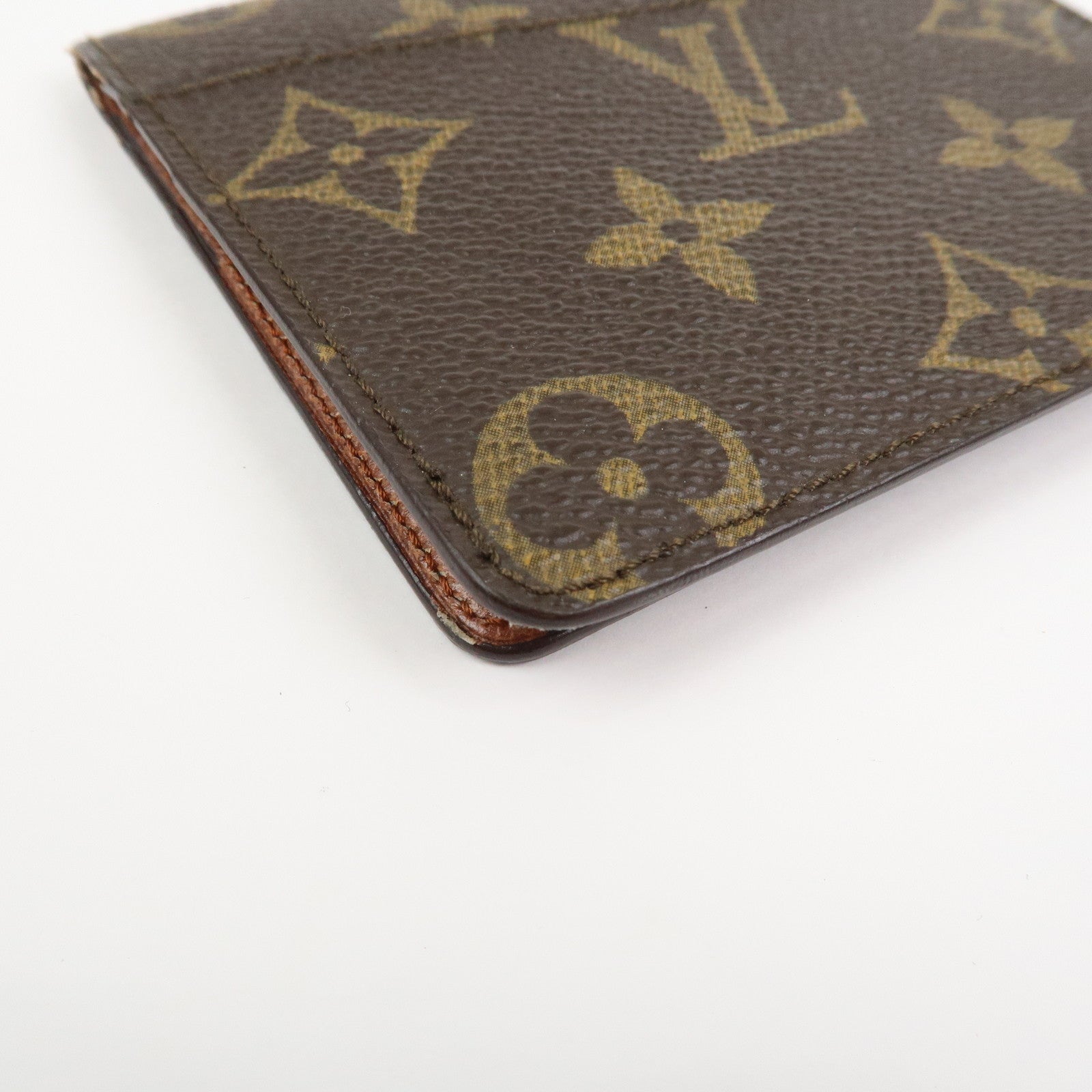 Louis Vuitton Monogram Canvas Leather Card Case Card Holder Brown
