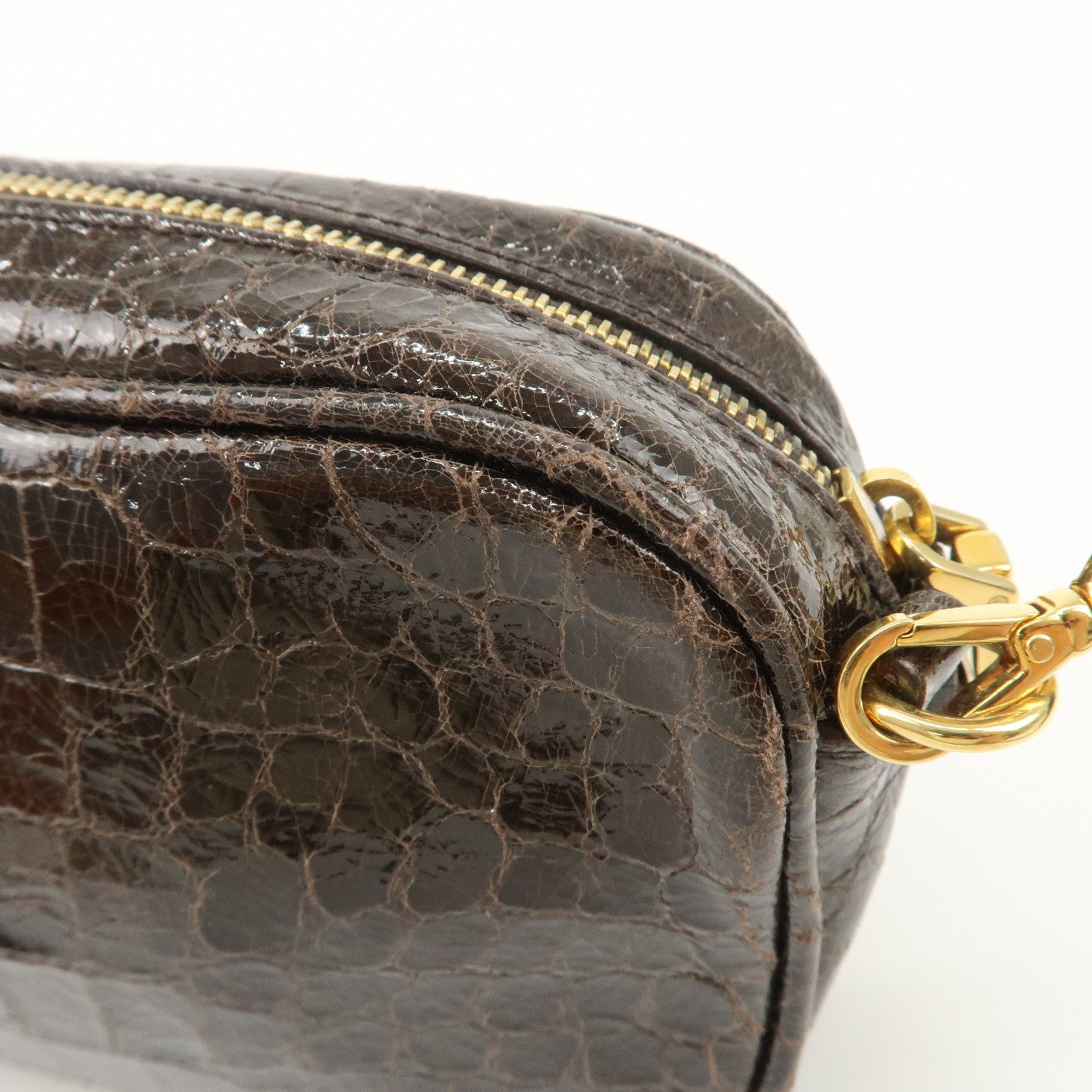 MIU MIU Embossed Leather Shoulder Crossbody Bag Dark Brown 5N1477