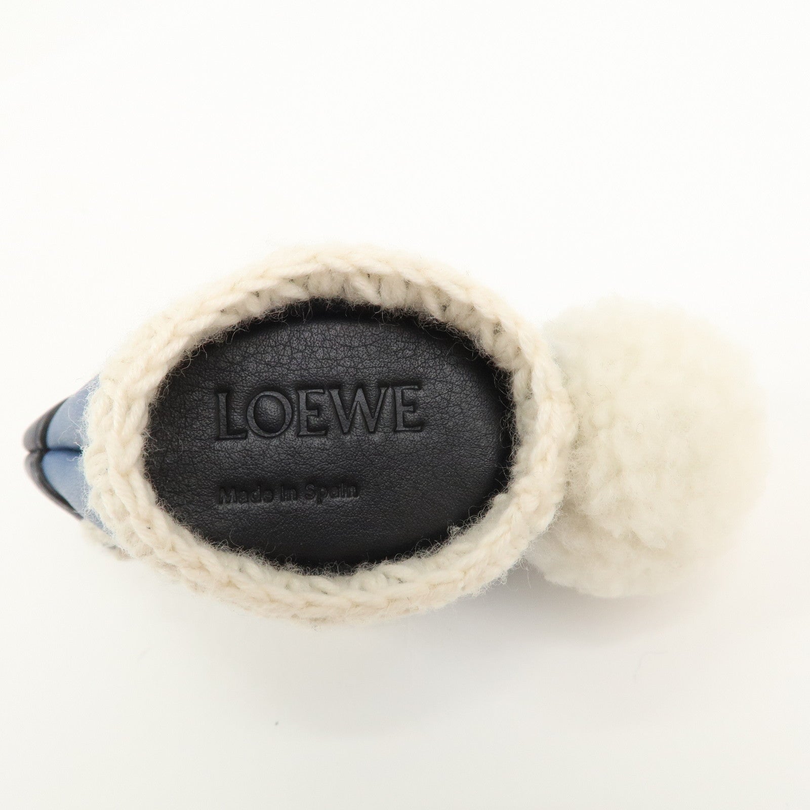 LOEWE Rabbit Motif Leather Coin Case Charm Key Chain Blue