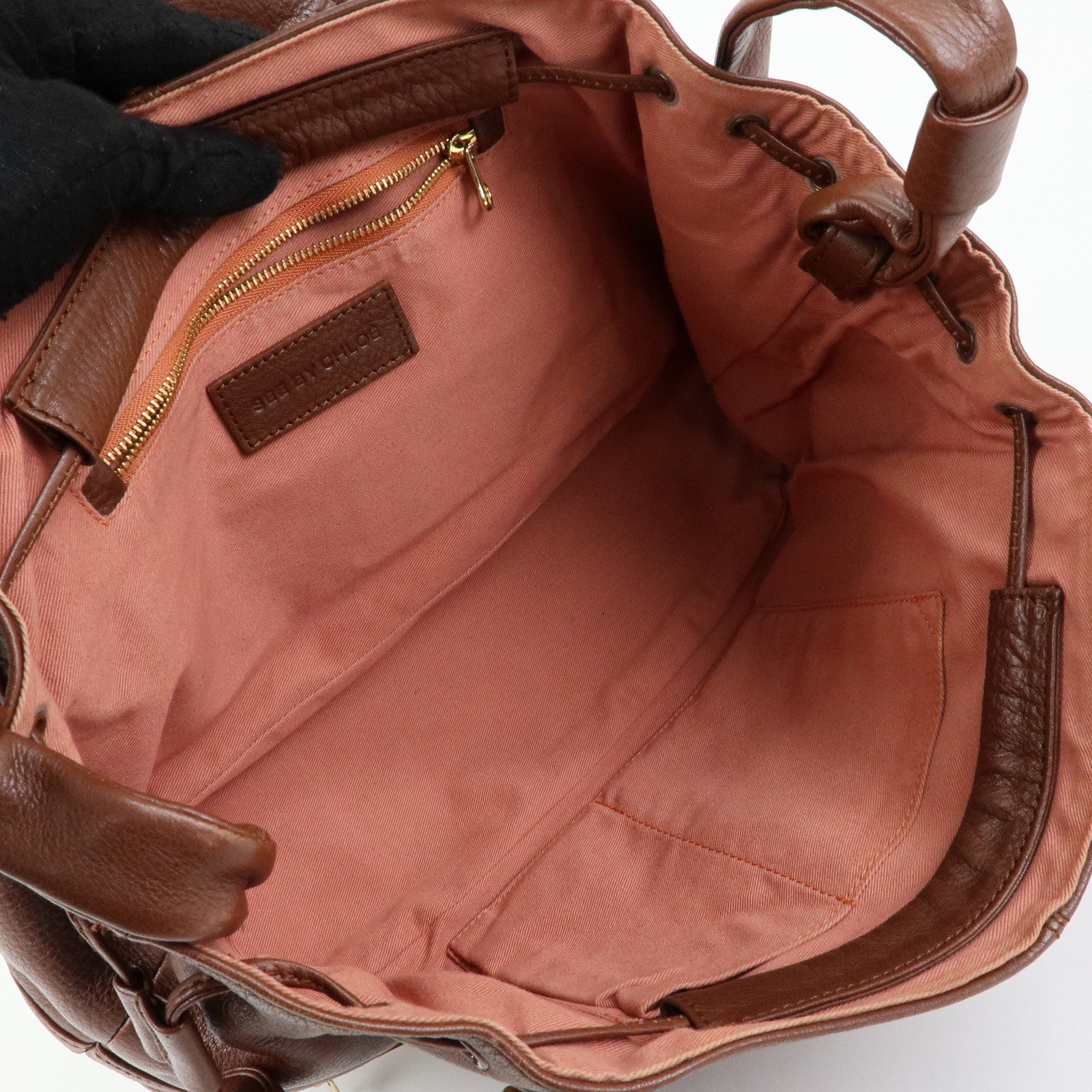 Chloe Cherry Leather 2Way Bag Hand Bag Shoulder Bag Brown